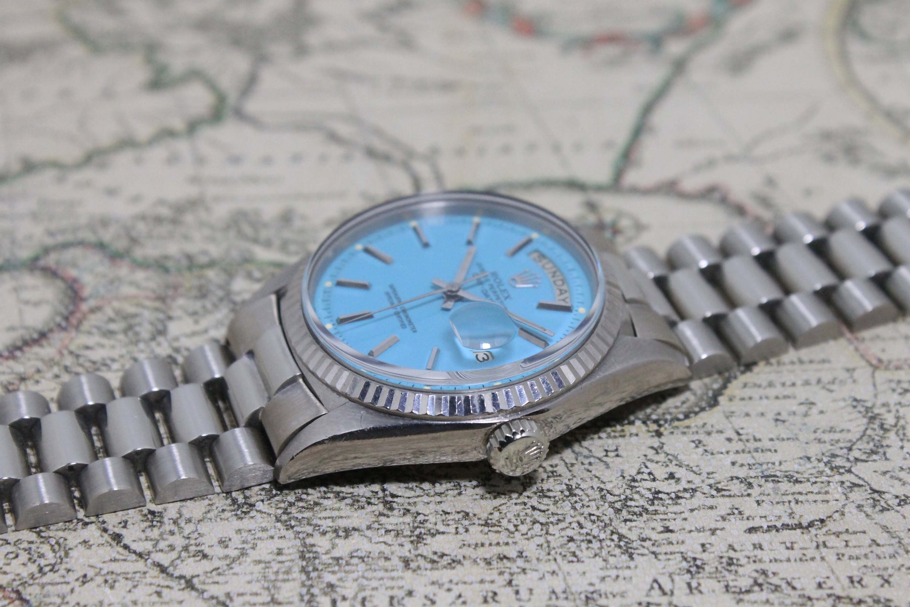 1967 Rolex Day Date WG Turquoise Stella Dial Ref. 1803