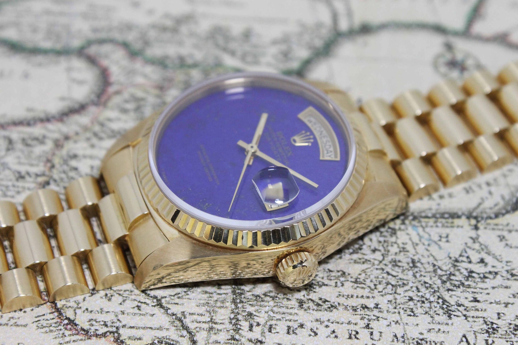 1986 Rolex Day Date Lapis Dial Ref. 18038 (with Rolex Service papers and Box)