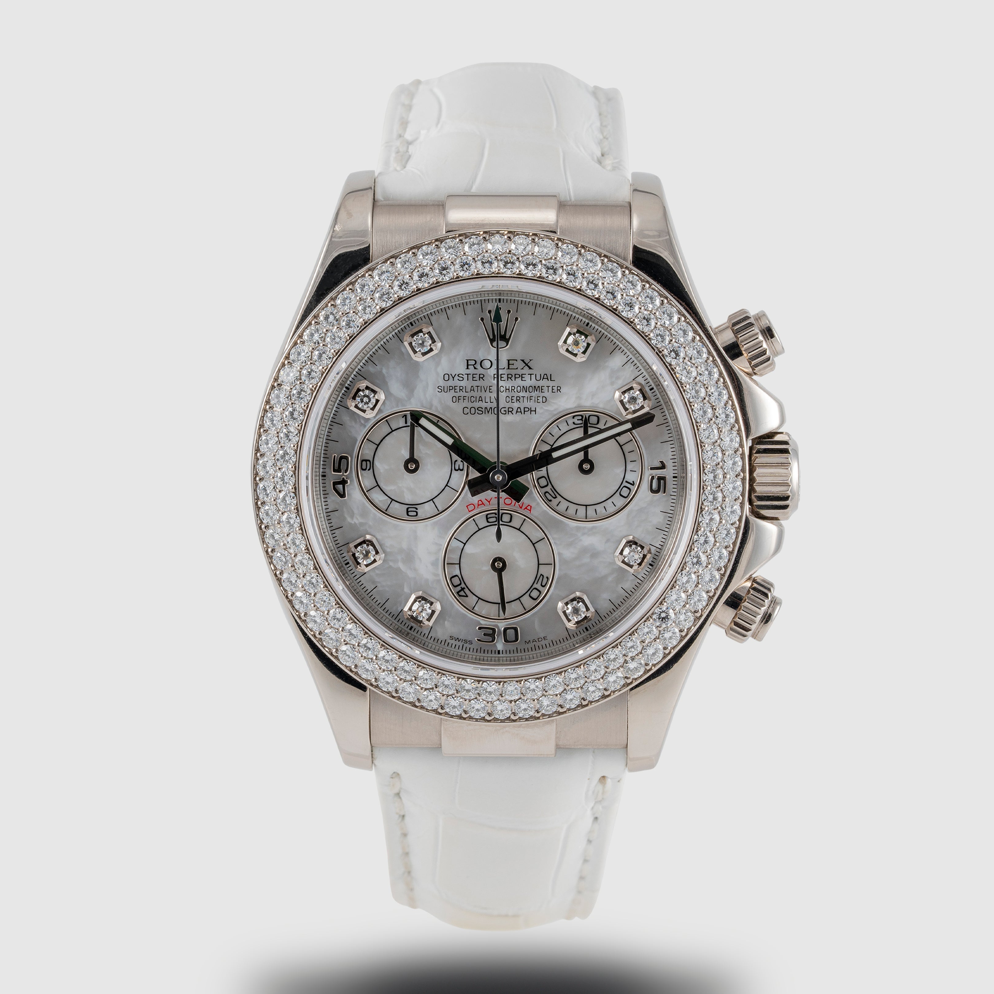 2006 Rolex Daytona White MOP Dial & Factory Diamond Bezel Ref. 116589  (with Warranty Card)