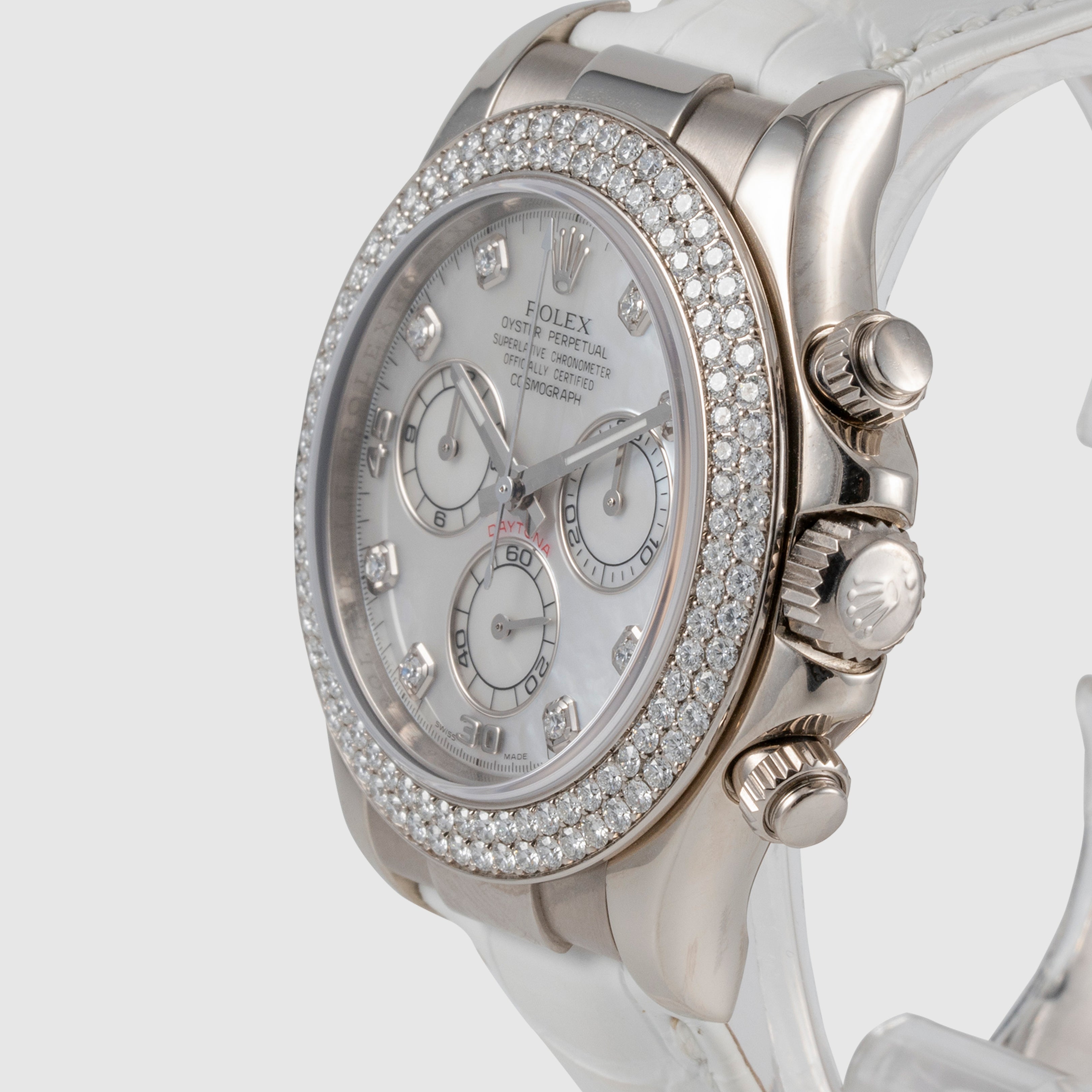 2006 Rolex Daytona White MOP Dial & Factory Diamond Bezel Ref. 116589  (with Warranty Card)