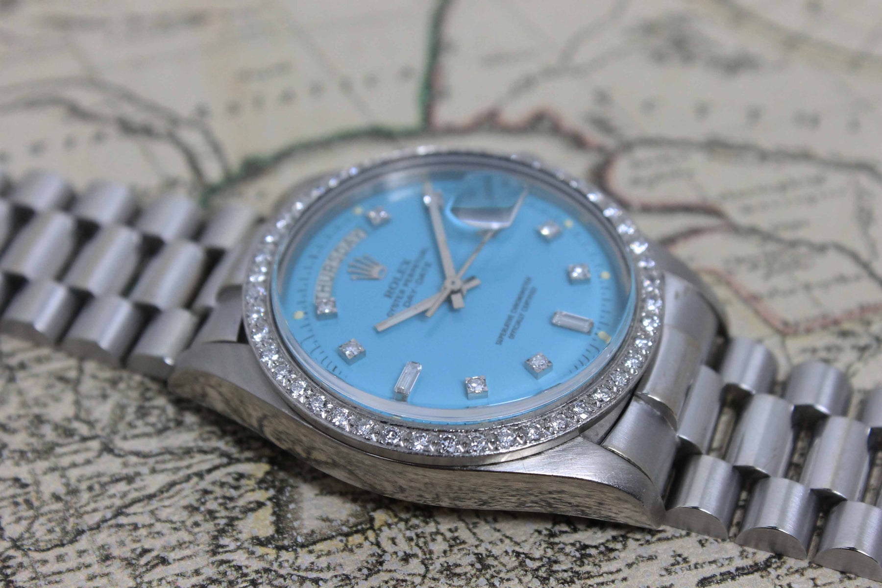 1978 Rolex Day Date Turquoise Stella Diamond Dial Ref. 1804