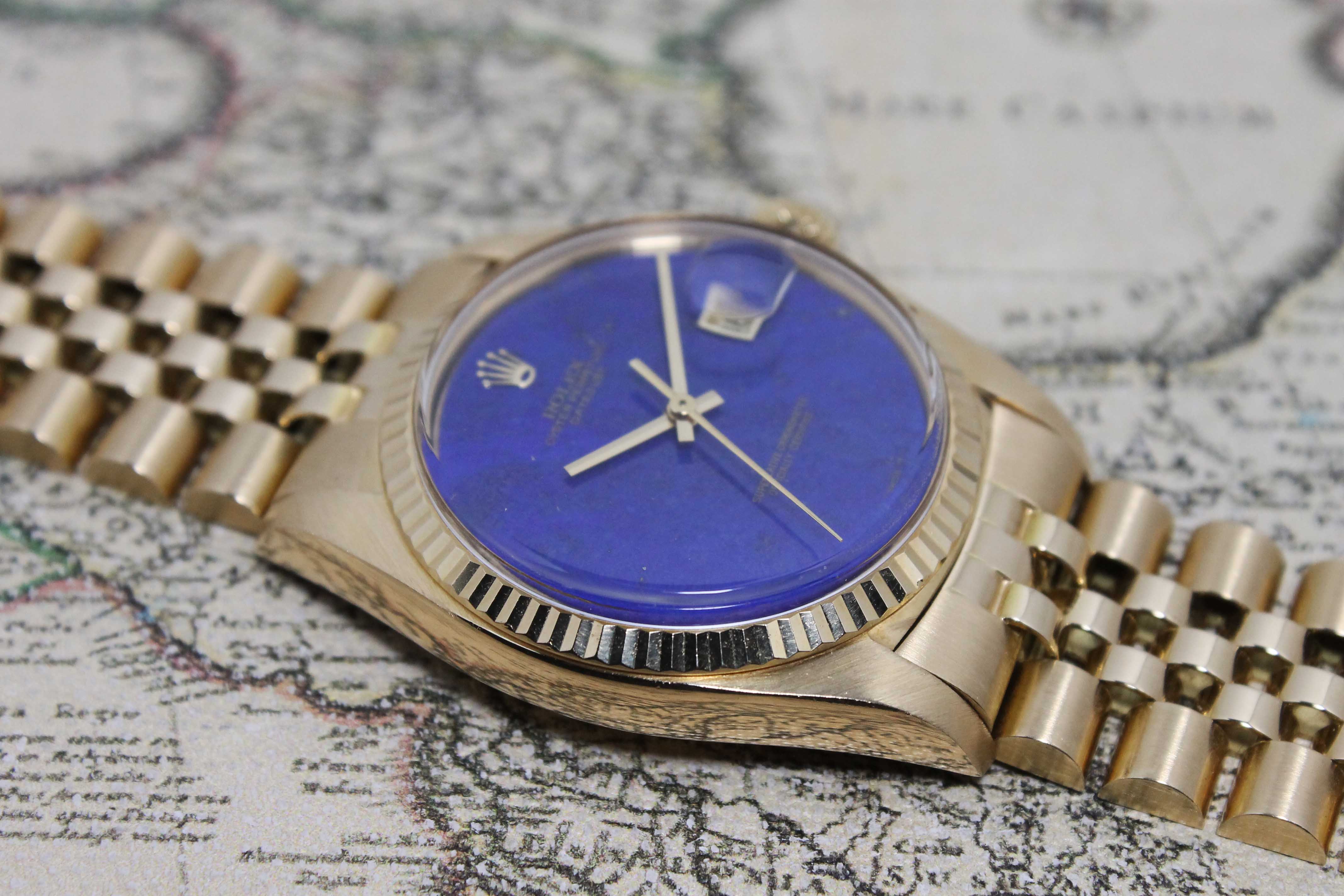 1976 Rolex Datejust Yellow Gold Rare Lapis Dial Ref. 1601