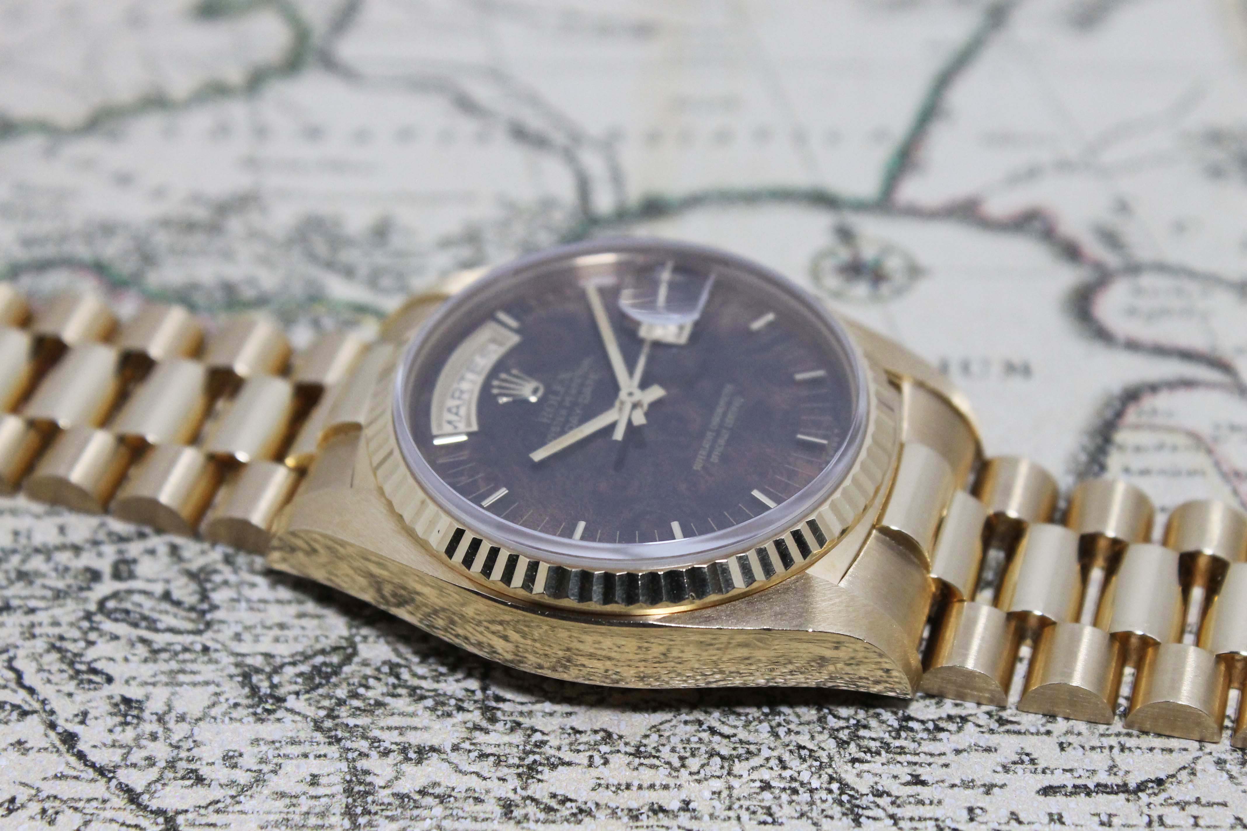 1980 Rolex Day Date 'Like New' with Burl Wood Dial Ref. 18038