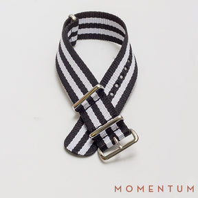 Nato Strap Black & White Double Striped - Momentum Dubai