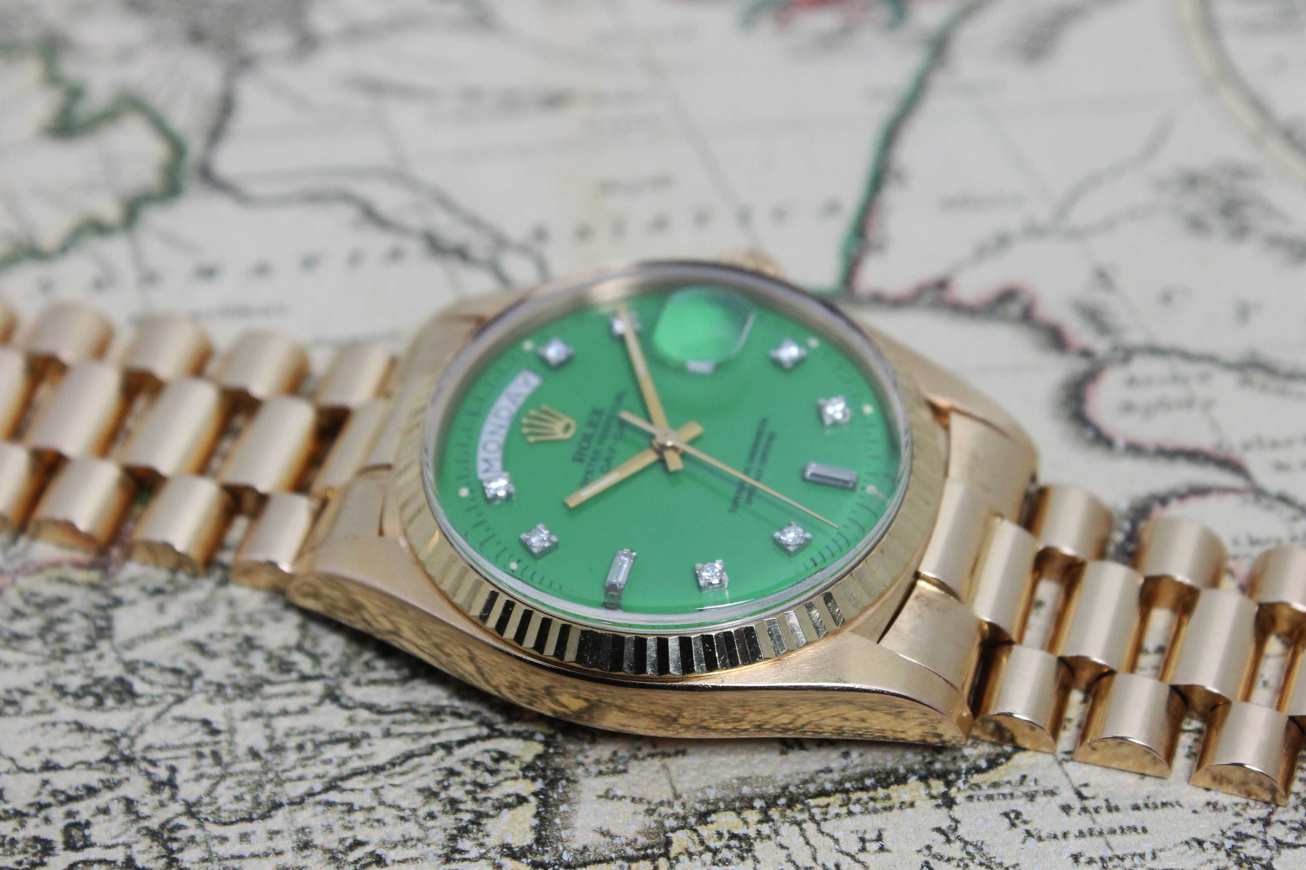 1973 Rolex Day Date Stella Green Diamond Dial Ref. 1803