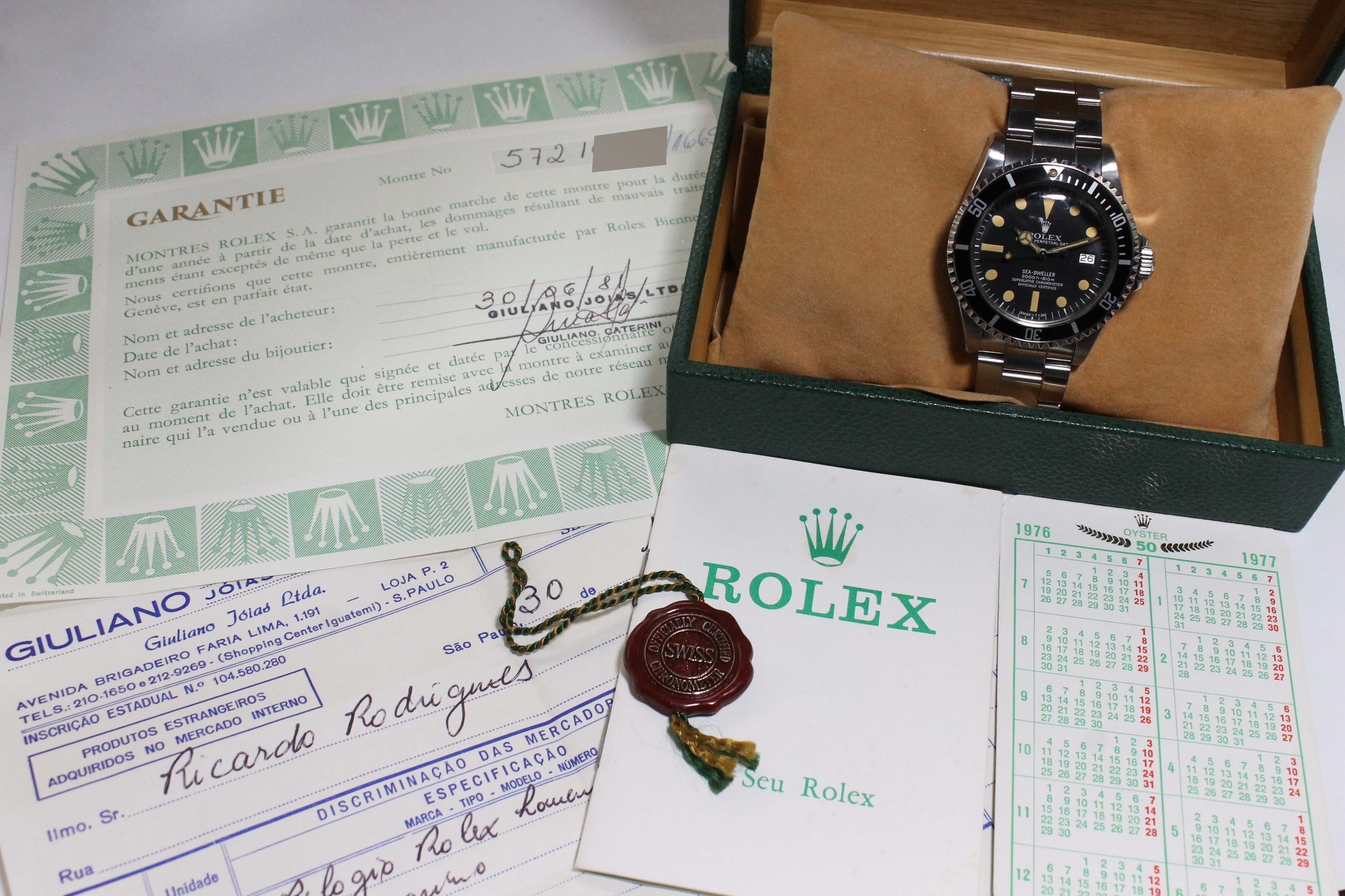 1978 Rolex Sea Dweller Great White Unpolished, like new Ref. 1665 (Full Set with Invoice)