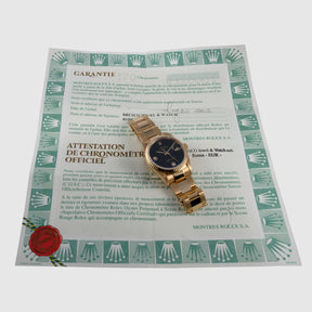 1995 Rolex Datejust Onyx Dial on Oyster Ref. 16238 (with Warranty Certificate)
