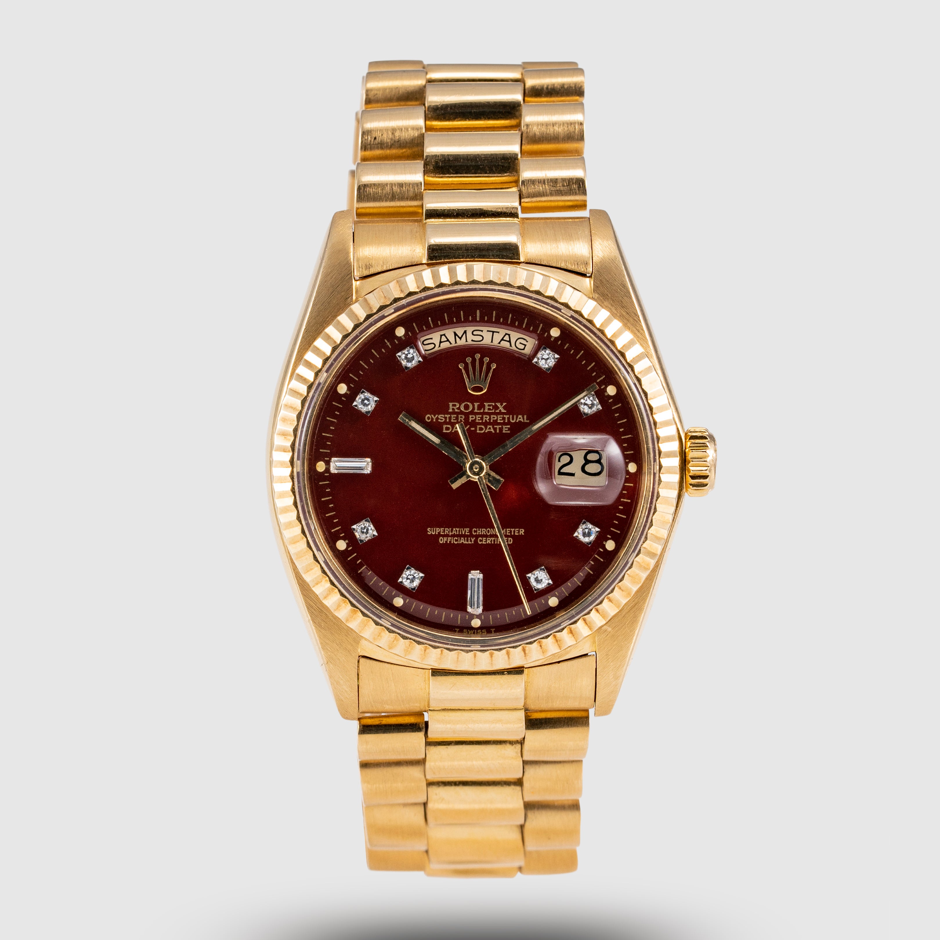 1971 Rolex Day Date Oxblood Stella Diamond Dial Ref. 1803