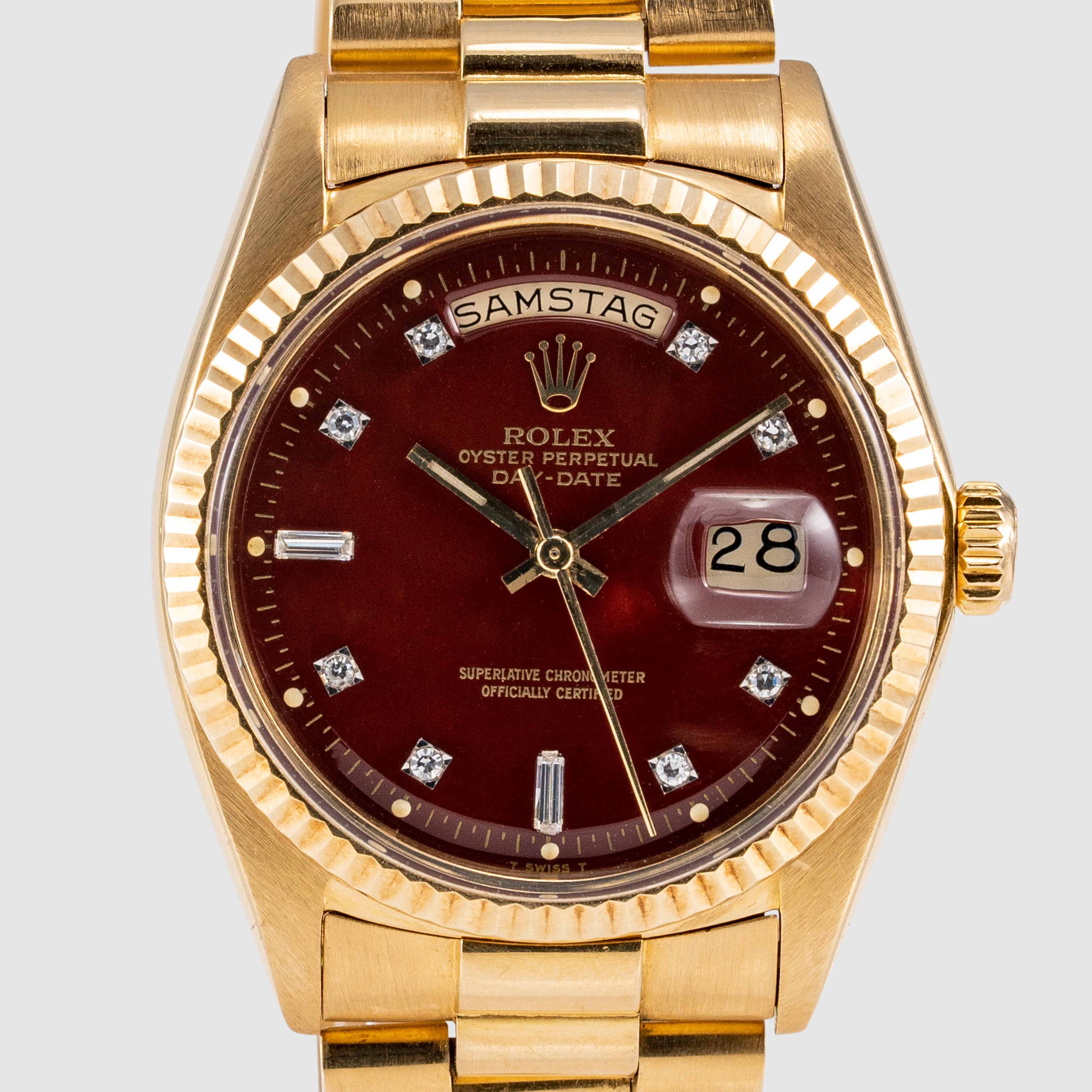 1971 Rolex Day Date Oxblood Stella Diamond Dial Ref. 1803