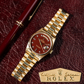 1978 Rolex Day Date Oxblood Stella Ref. 18028 (w/ Certificate)