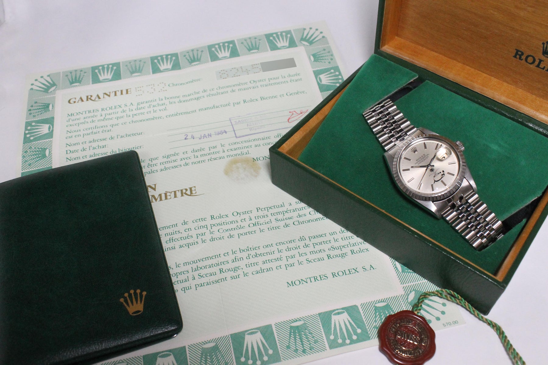 1984 Rolex Datejust Saudi Logo Dial Ref. 16030 (Full Set)