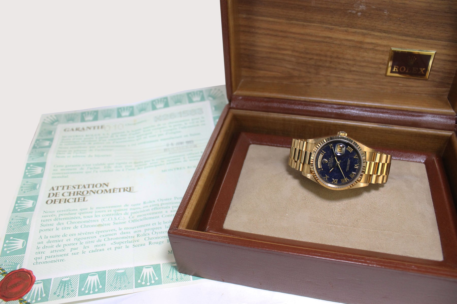 1991 Rolex Day Date Aventurine Dial Ref. 18238 (with Box & Papers)