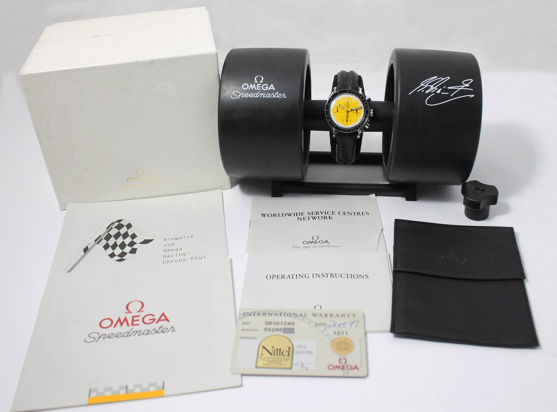 1997 Omega Speedmaster Schumacher Yellow Ref. 38101240 (Super Full Set)