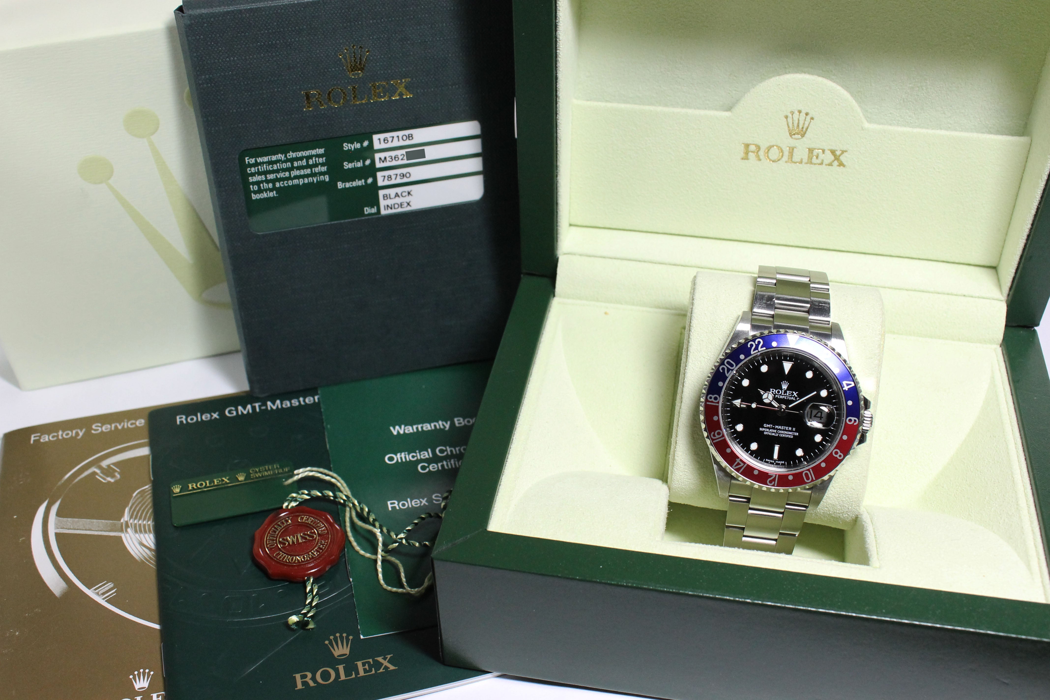 2008 Rolex GMT Master II - Stick Dial 3186 Ref. 16710B (Full Set)