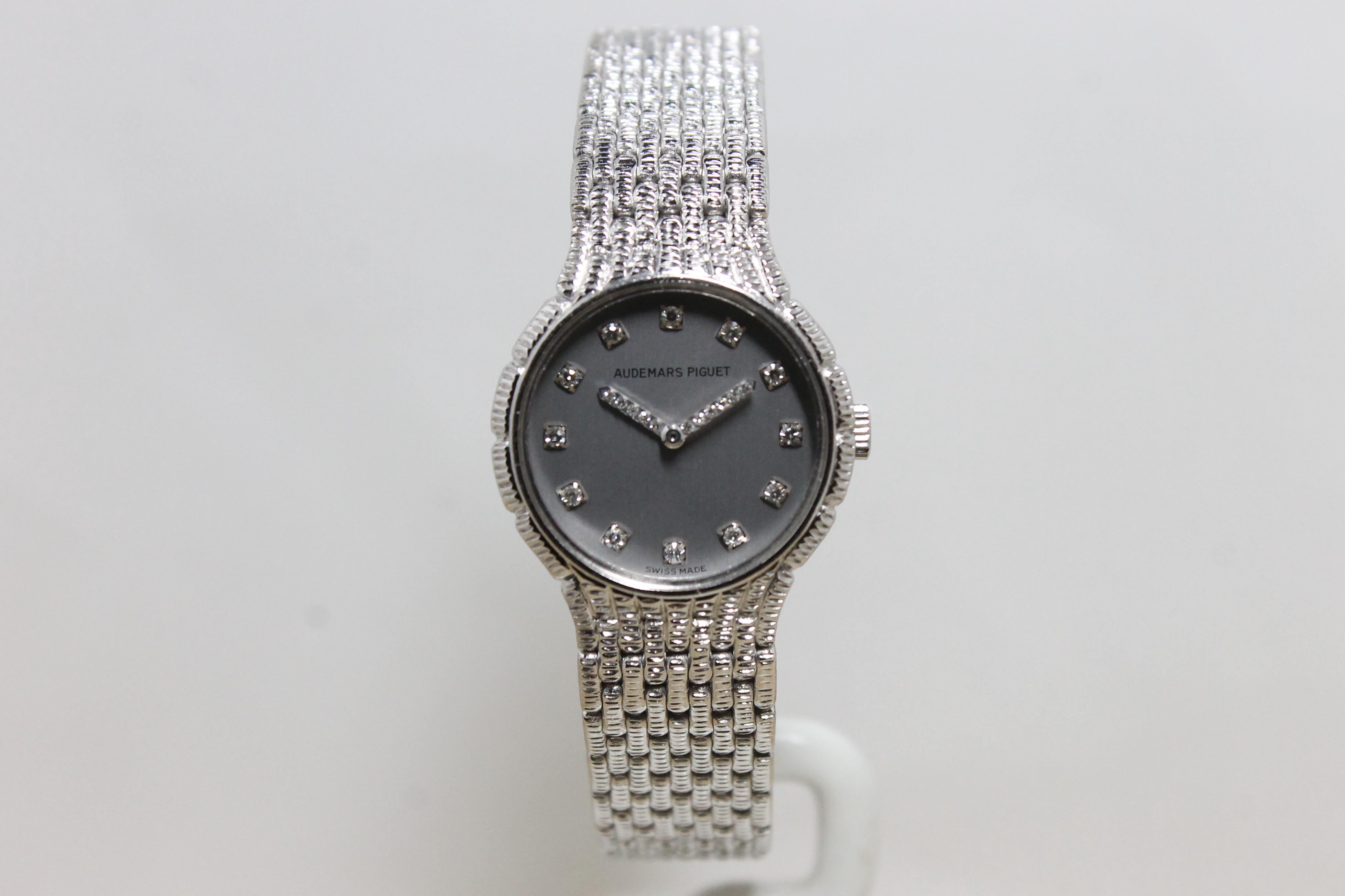 1989 Audemars Piguet Ladies 18K White Gold Watch with Diamonds Ref. 79195BC