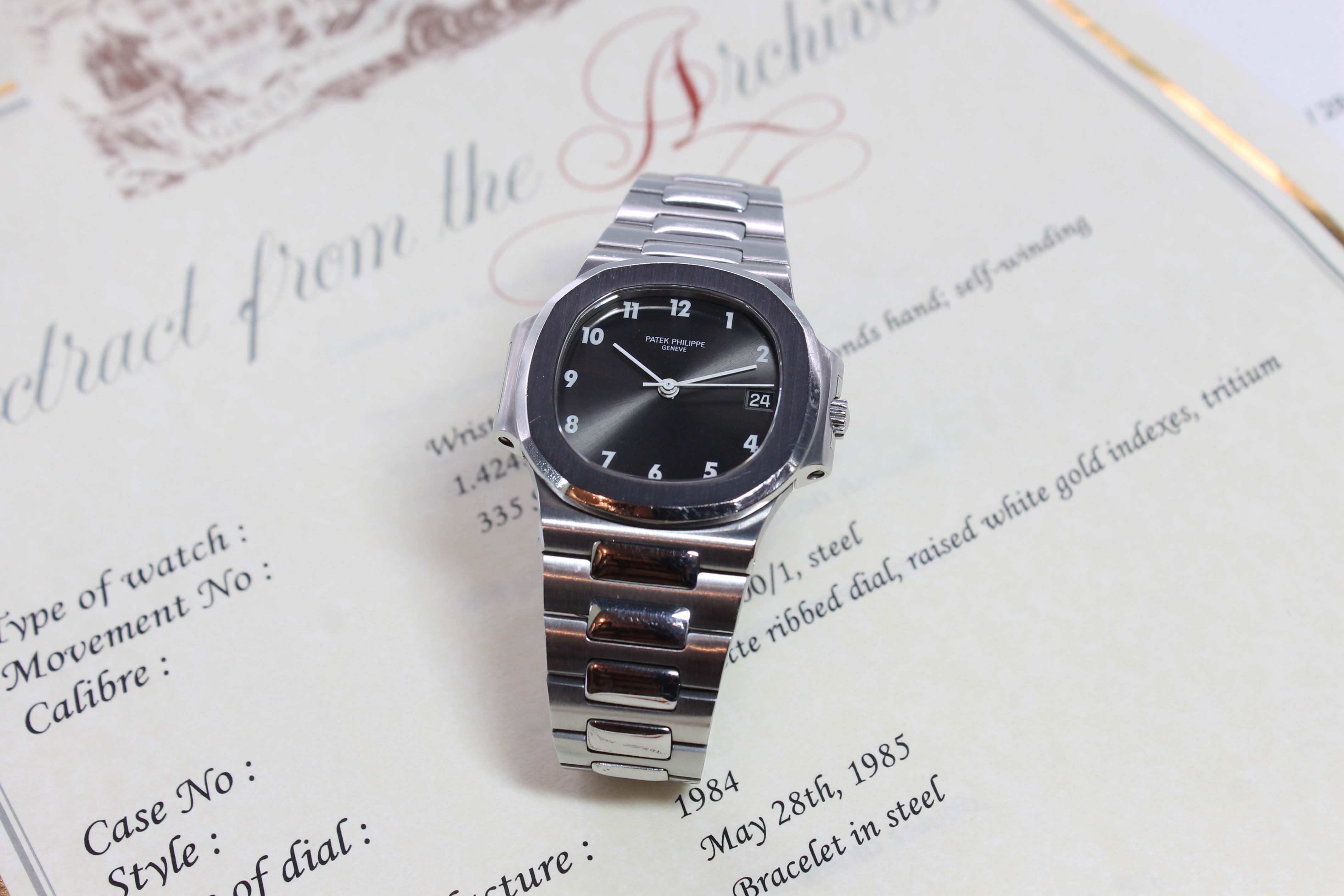 Patek Philippe Nautilus Ref. 3800 Year 1984 (with Extract from Archives)