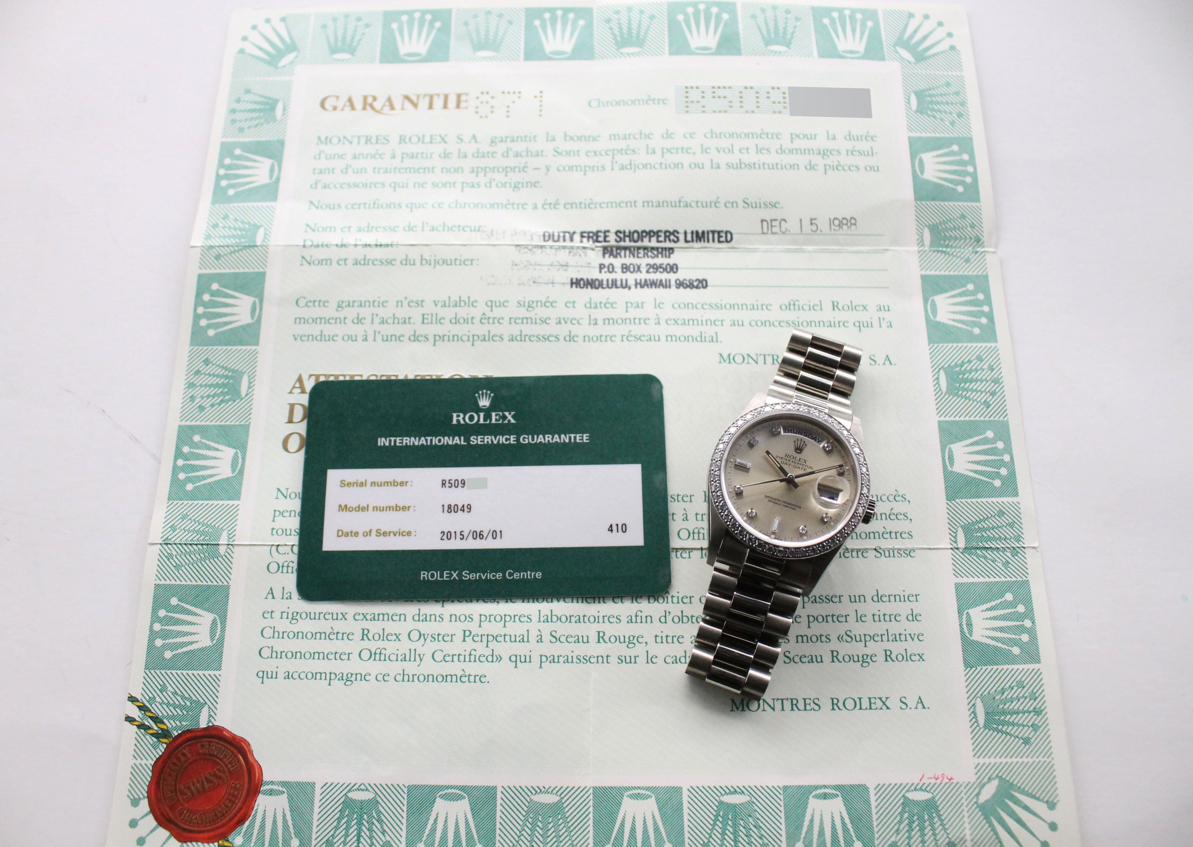 1988 Rolex Day Date Ref. 18049 (with Certificate)