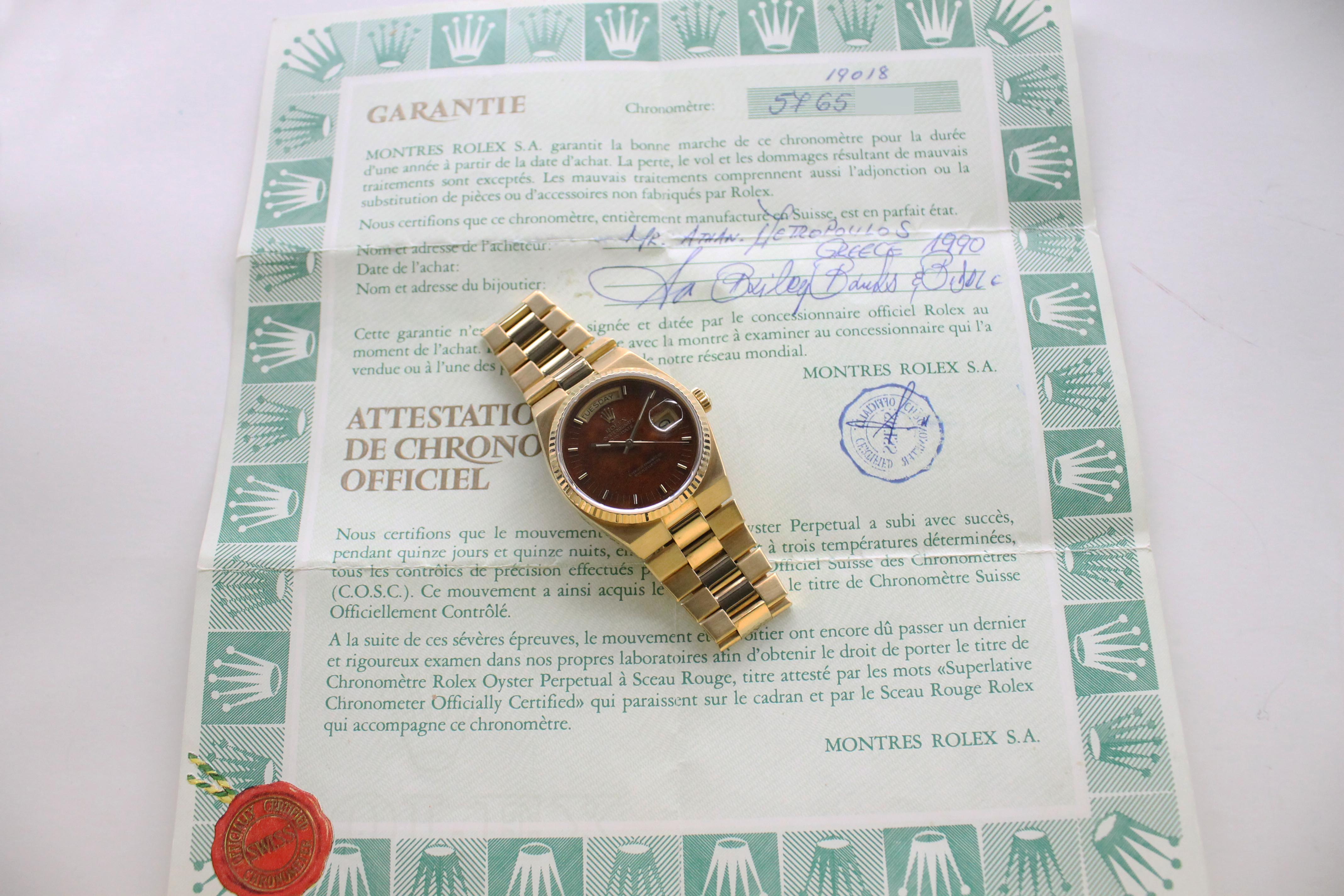 1978 Rolex Oysterquartz Day Date Wood Dial Ref. 19018 (with Papers)