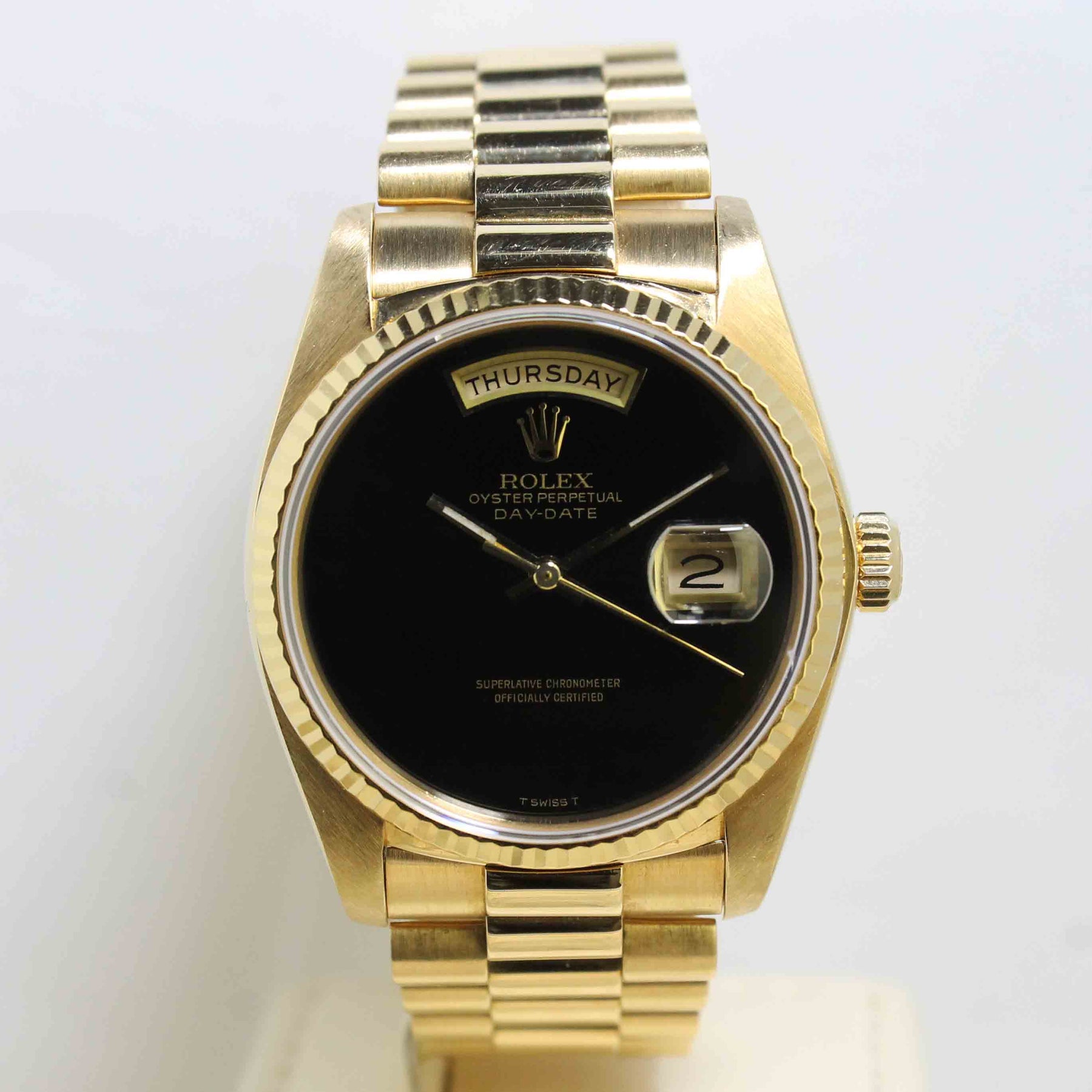 1984 Rolex Day Date Onyx Dial Ref. 18038 (Full Set)