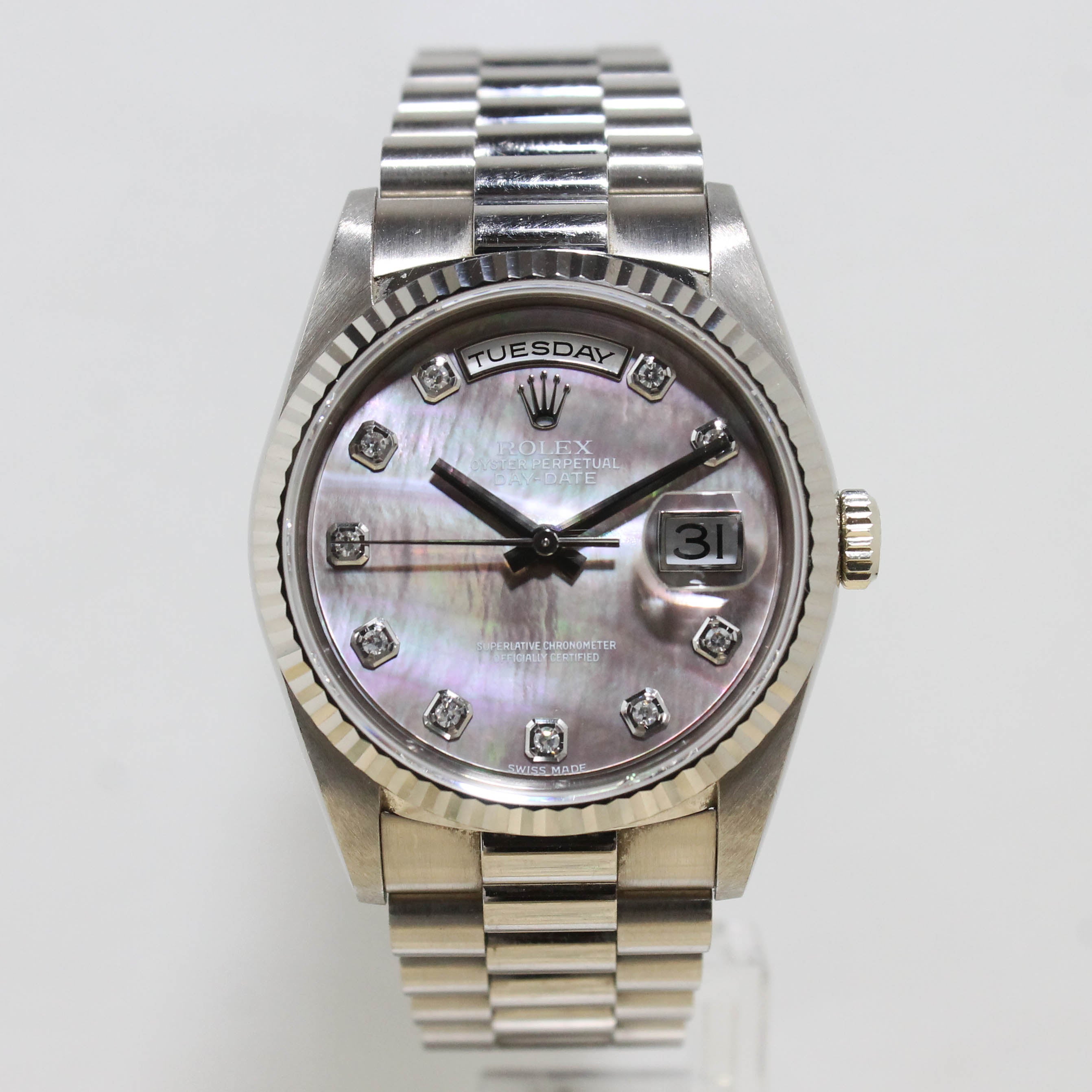 1990 Rolex Day Date Tahitian Mother of Pearl Diamond Dial Ref. 18239