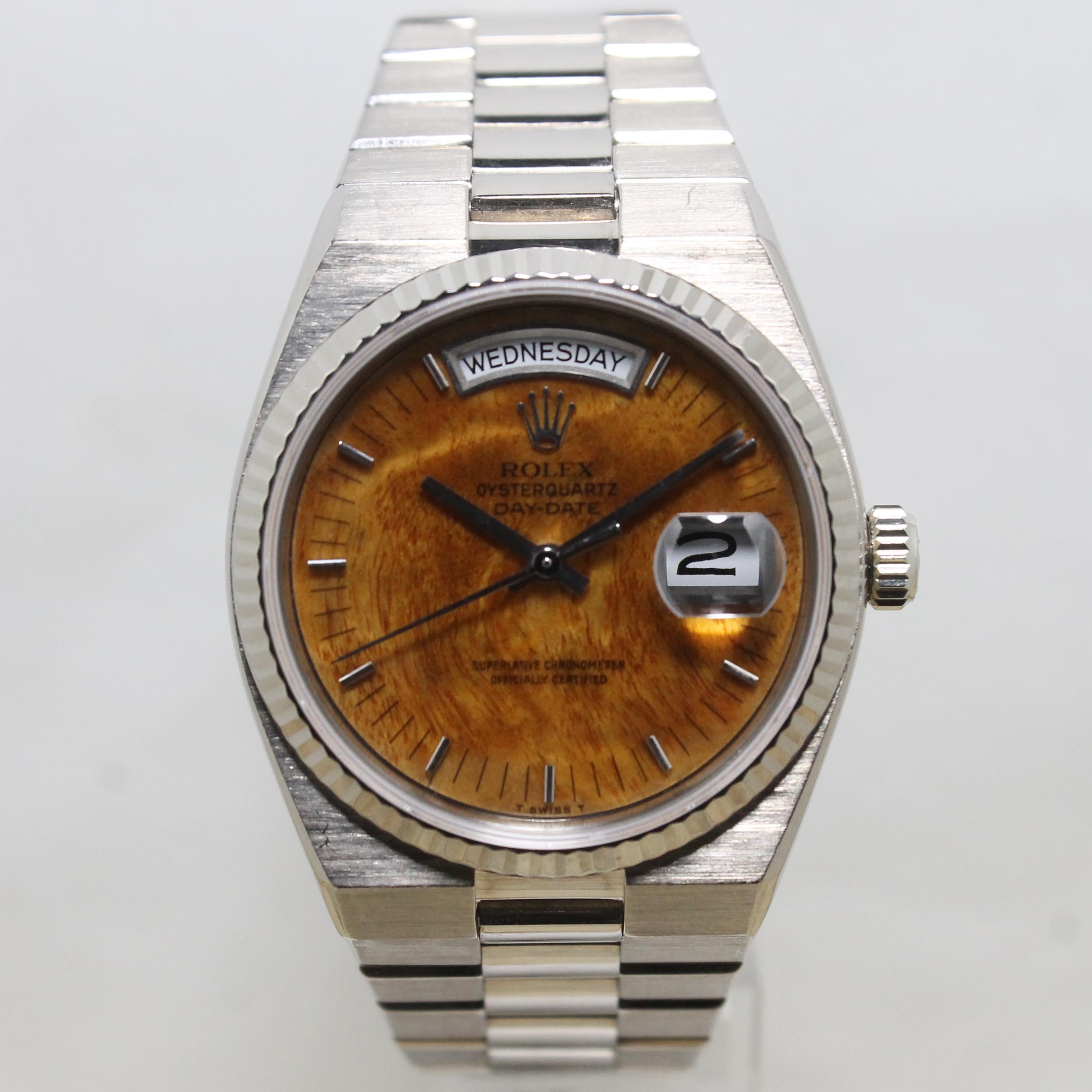 1986 Rolex Oysterquartz Day Date Birch Wood Dial Ref. 19019