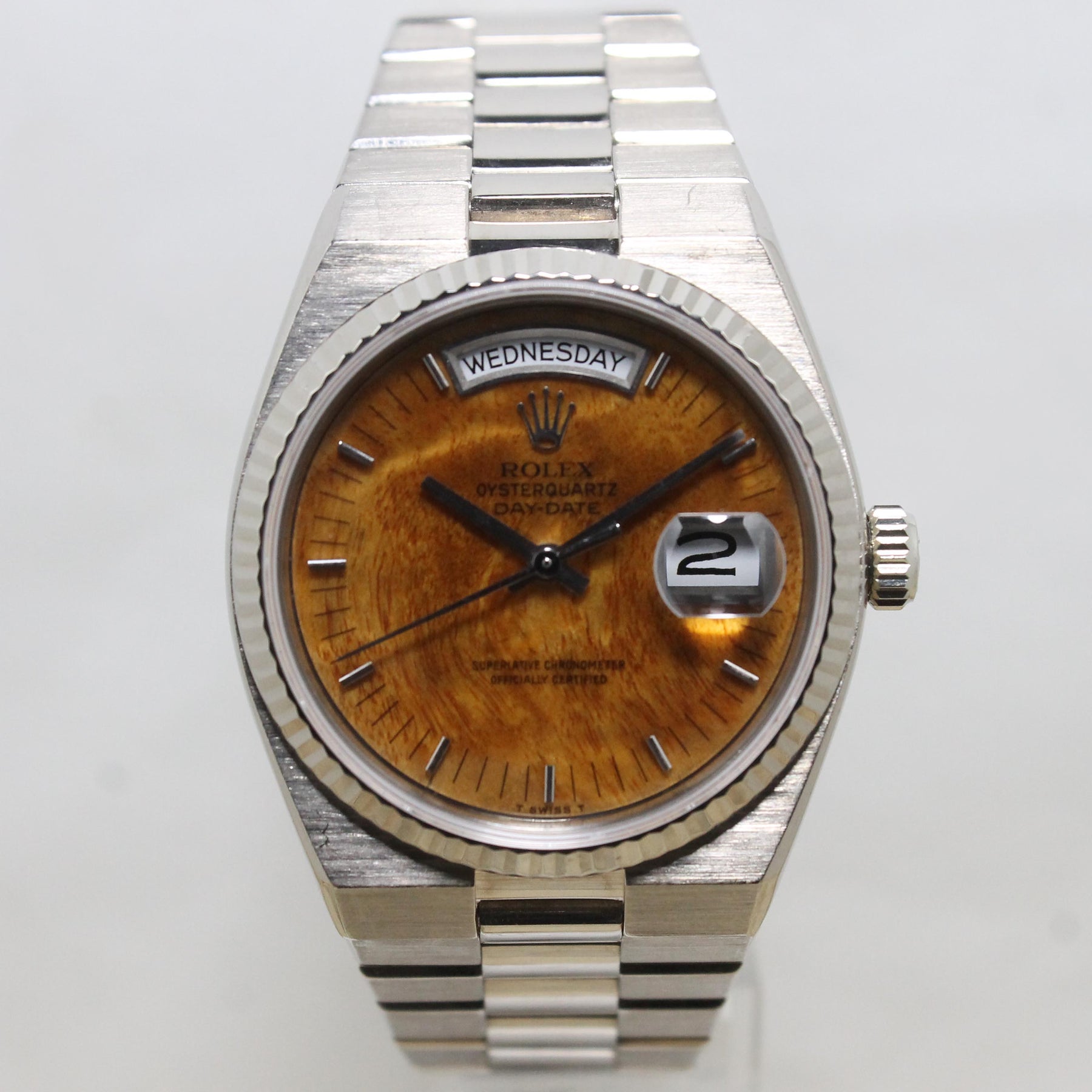 1986 Rolex Oysterquartz Day Date Birch Wood Dial Ref. 19019