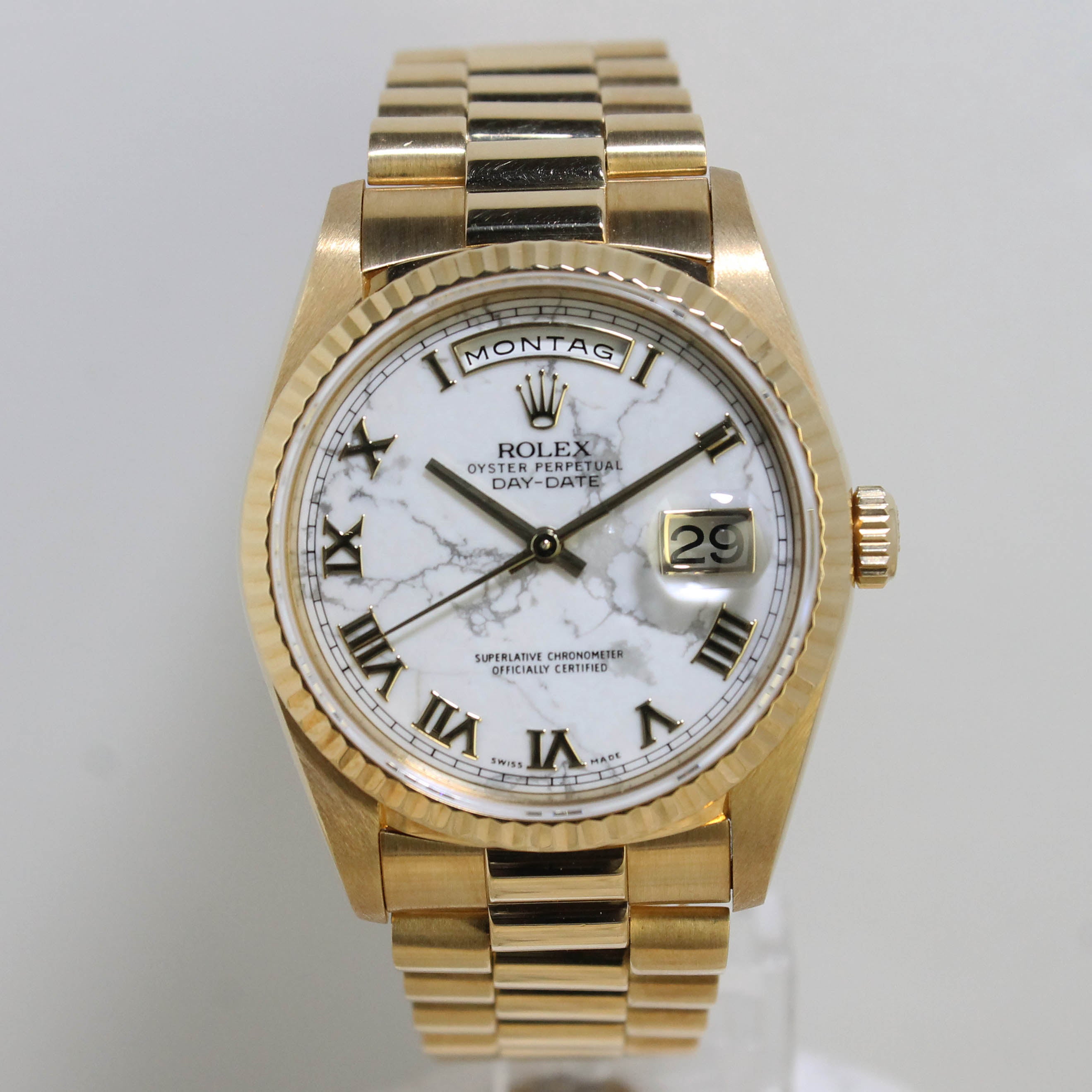 1991 Rolex Day Date Marble Dial Ref. 18238 (Full Set + RSC & Invoice)