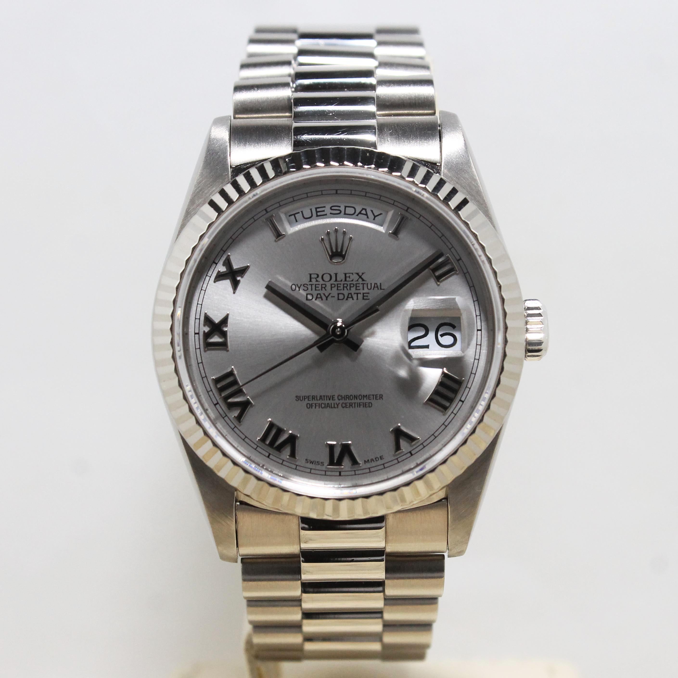 1989 Rolex Day Date 18K WG Rhodium Dial Ref. 18239