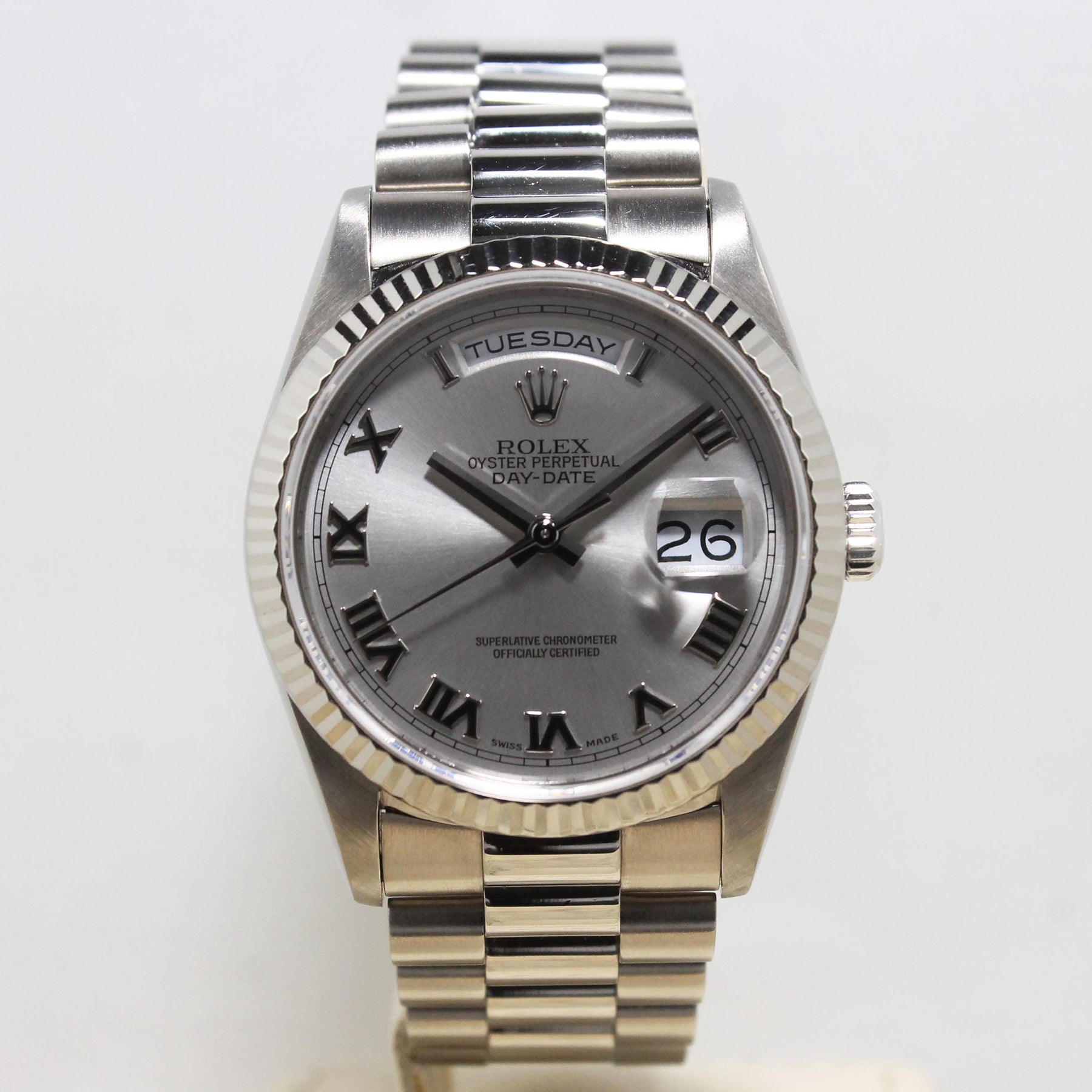 1989 Rolex Day Date 18K WG Rhodium Dial Ref. 18239