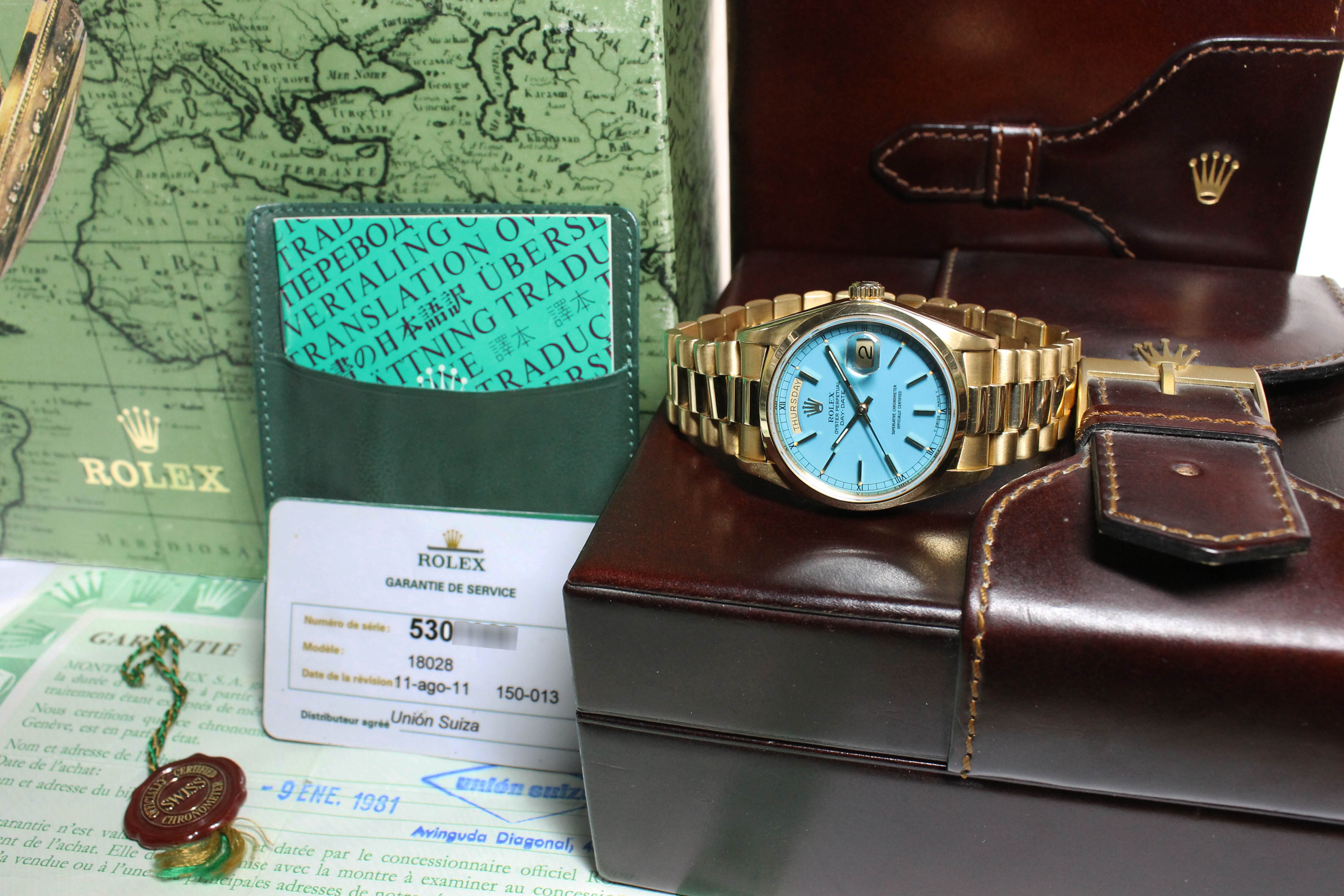 1978 Rolex Day Date Stella Turquoise Ref. 18028 (Full Set)