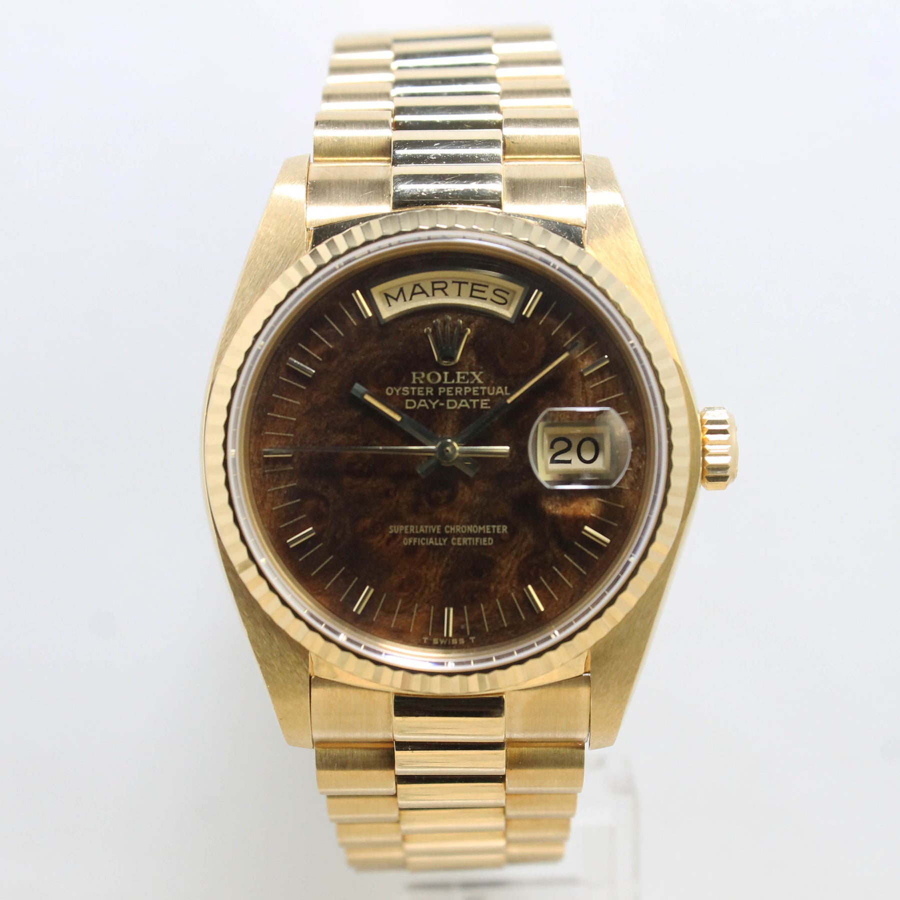 1980 Rolex Day Date 'Like New' with Burl Wood Dial Ref. 18038