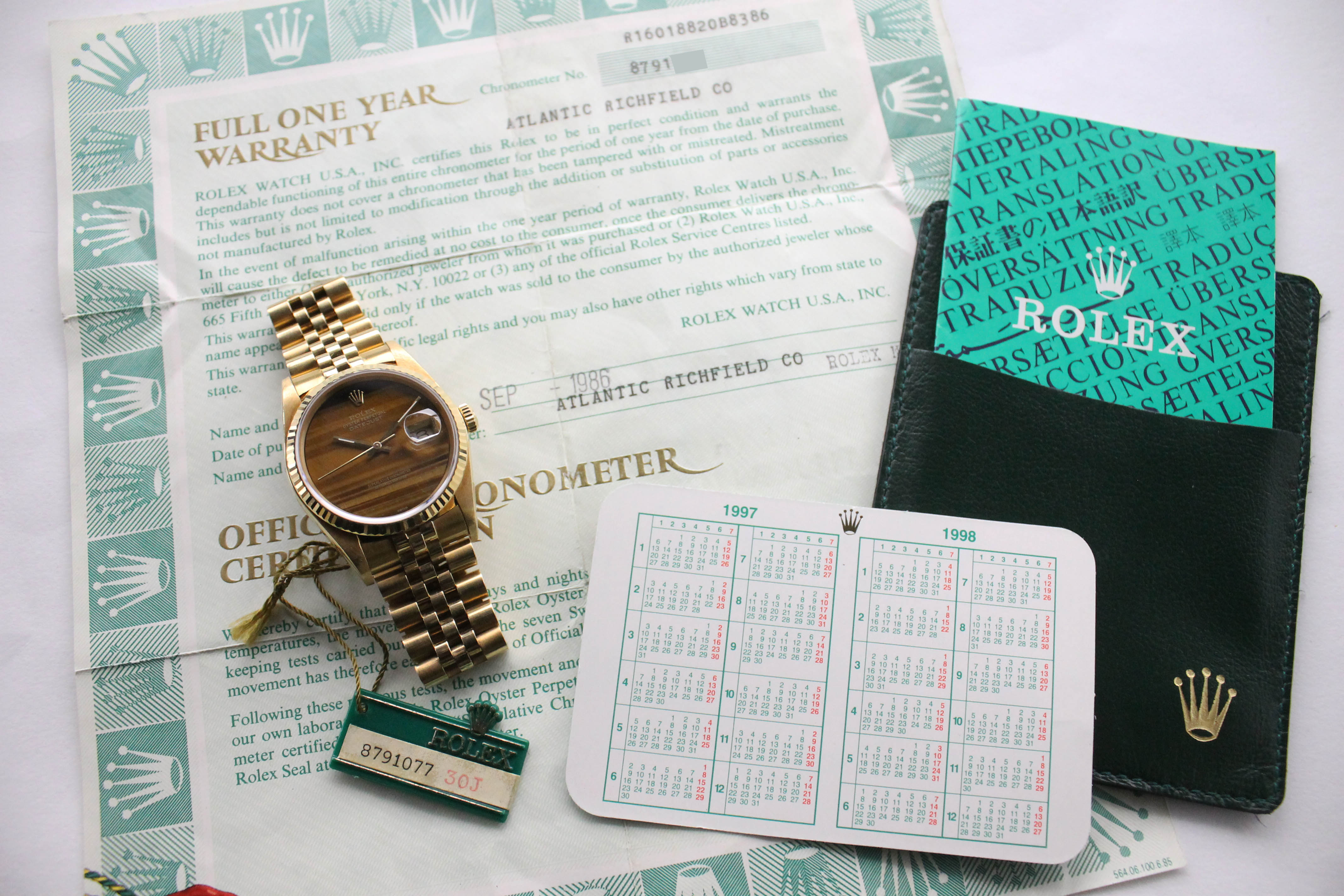 1985 Rolex Datejust Tiger Eye Ref. 16018 (with Certificate)