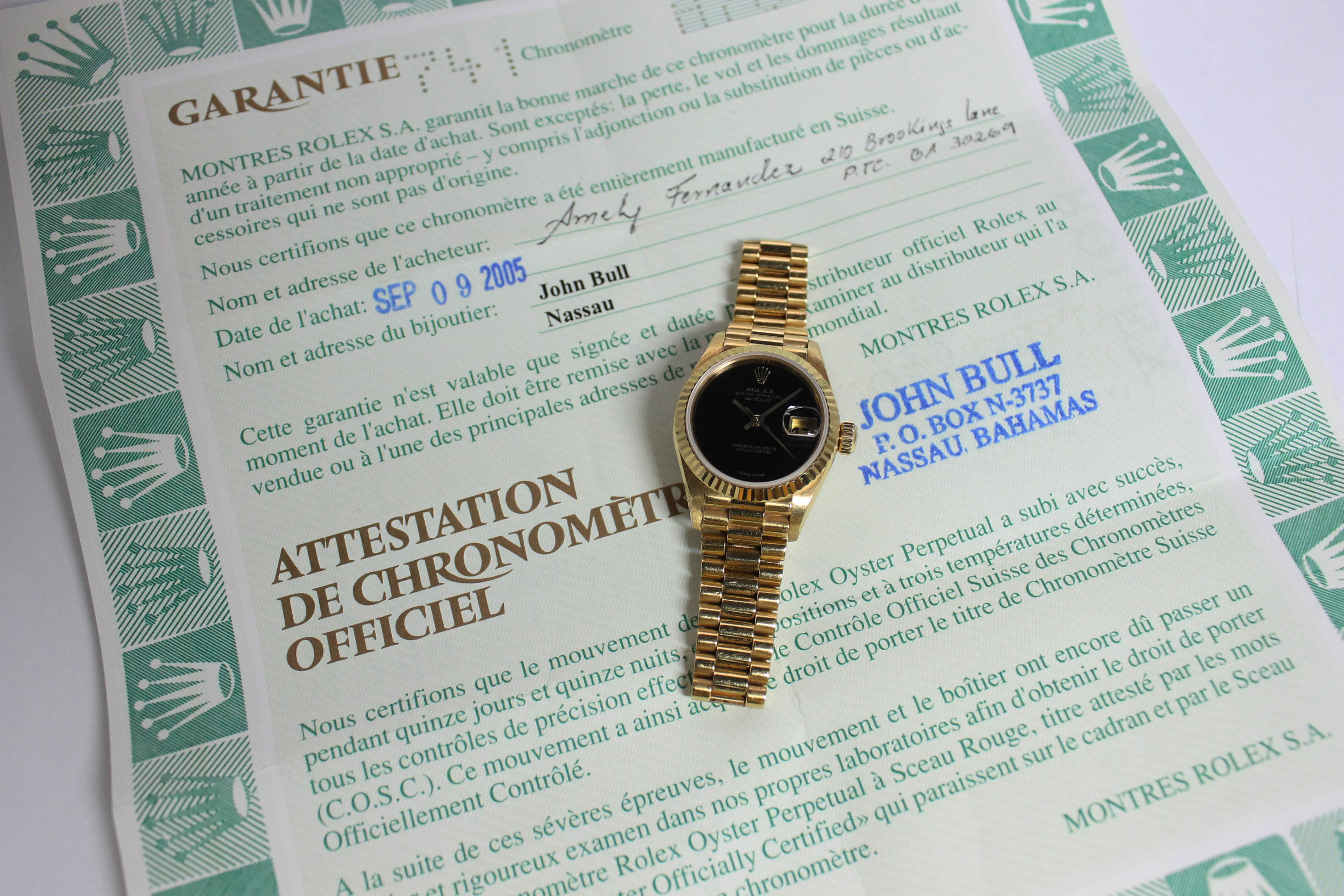 1999 Rolex Lady Datejust Onyx Ref. 79178 (with Papers)