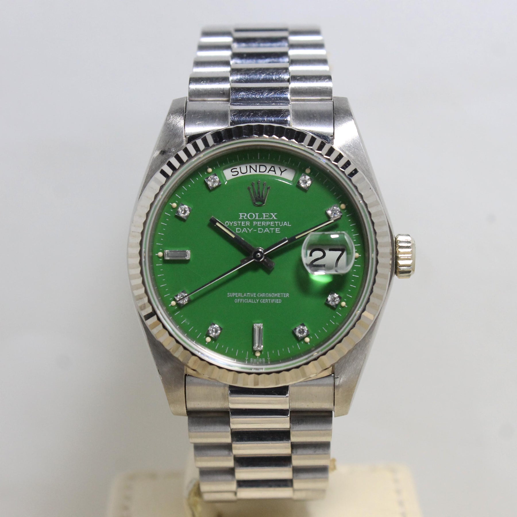 1979 Rolex Day Date WG Stella Lime Green Diamonds Ref. 18039