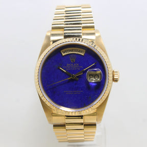 1986 Rolex Day Date Lapis Dial Ref. 18038 (with Rolex Service papers and Box)