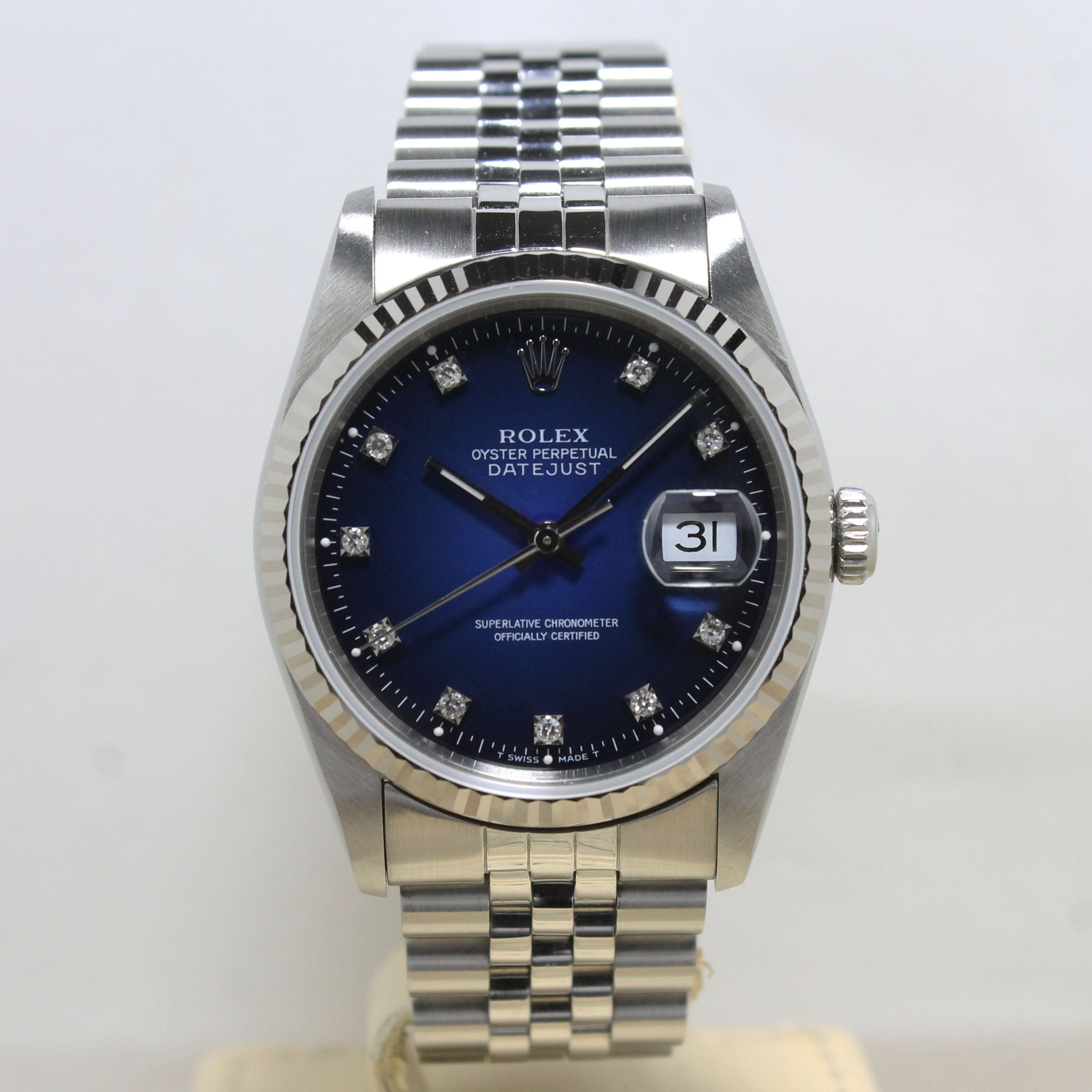 1991 Rolex Datejust Blue Vignette Diamond Dial Ref. 16234