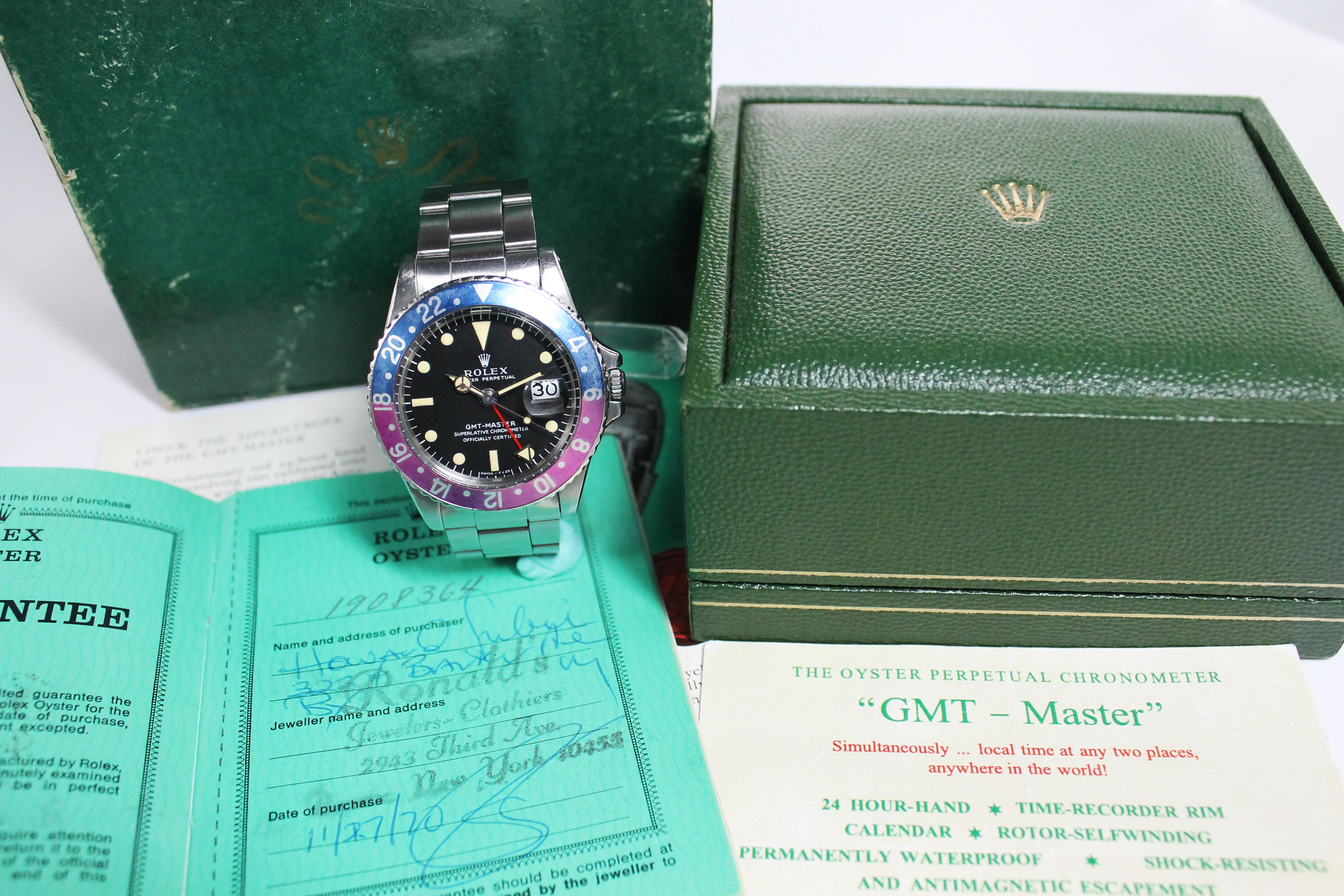 1968 Rolex GMT Master MK1 Fuchsia Ref. 1675 (with Box & Papers)