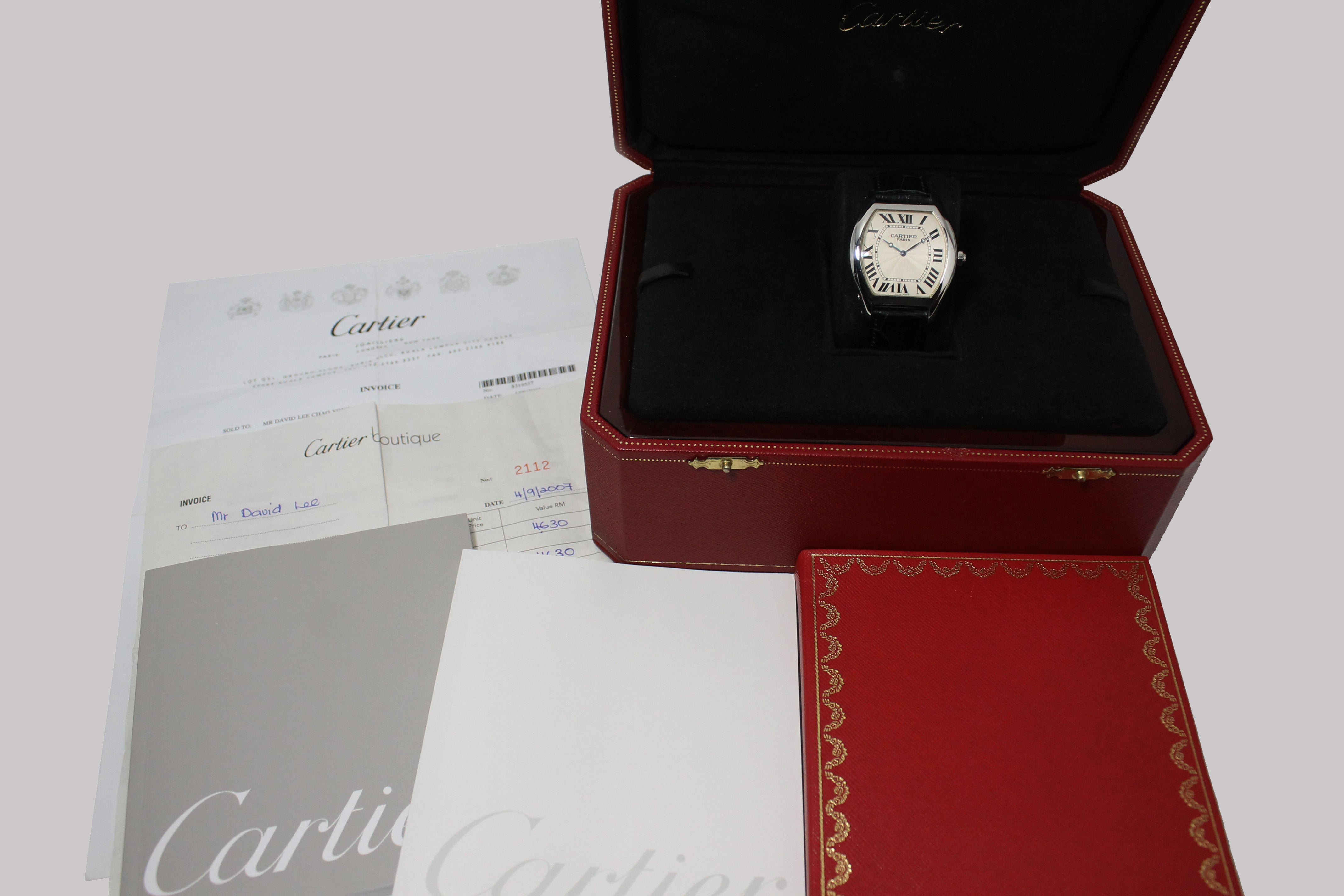 2007 Cartier Tortue XL Platinum CPCP No.1 Ref. W1546151 (Full Set with Invoice )