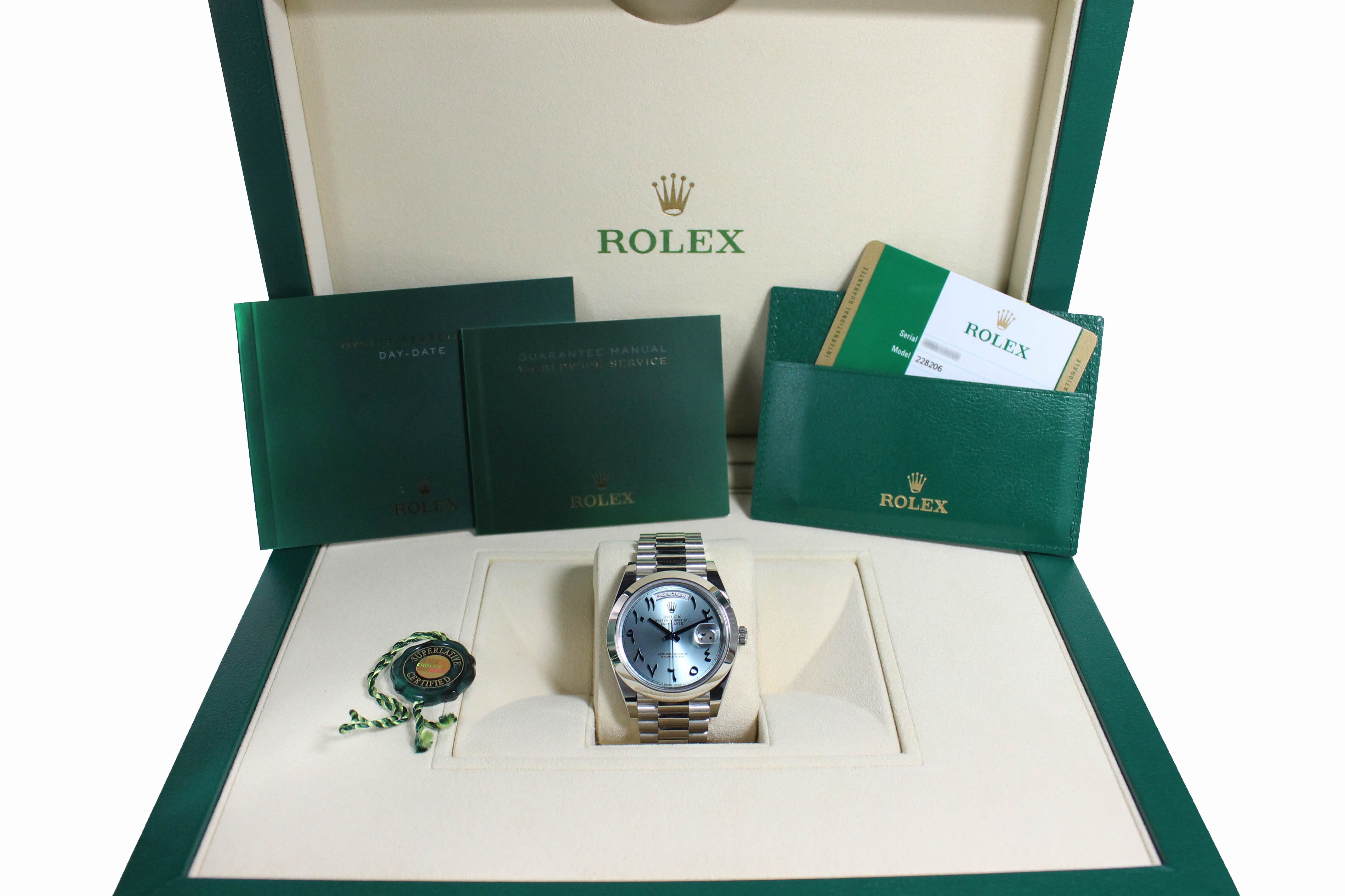 2017 Rolex Day Date Platinum Ice Blue Arabic Ref. 228206