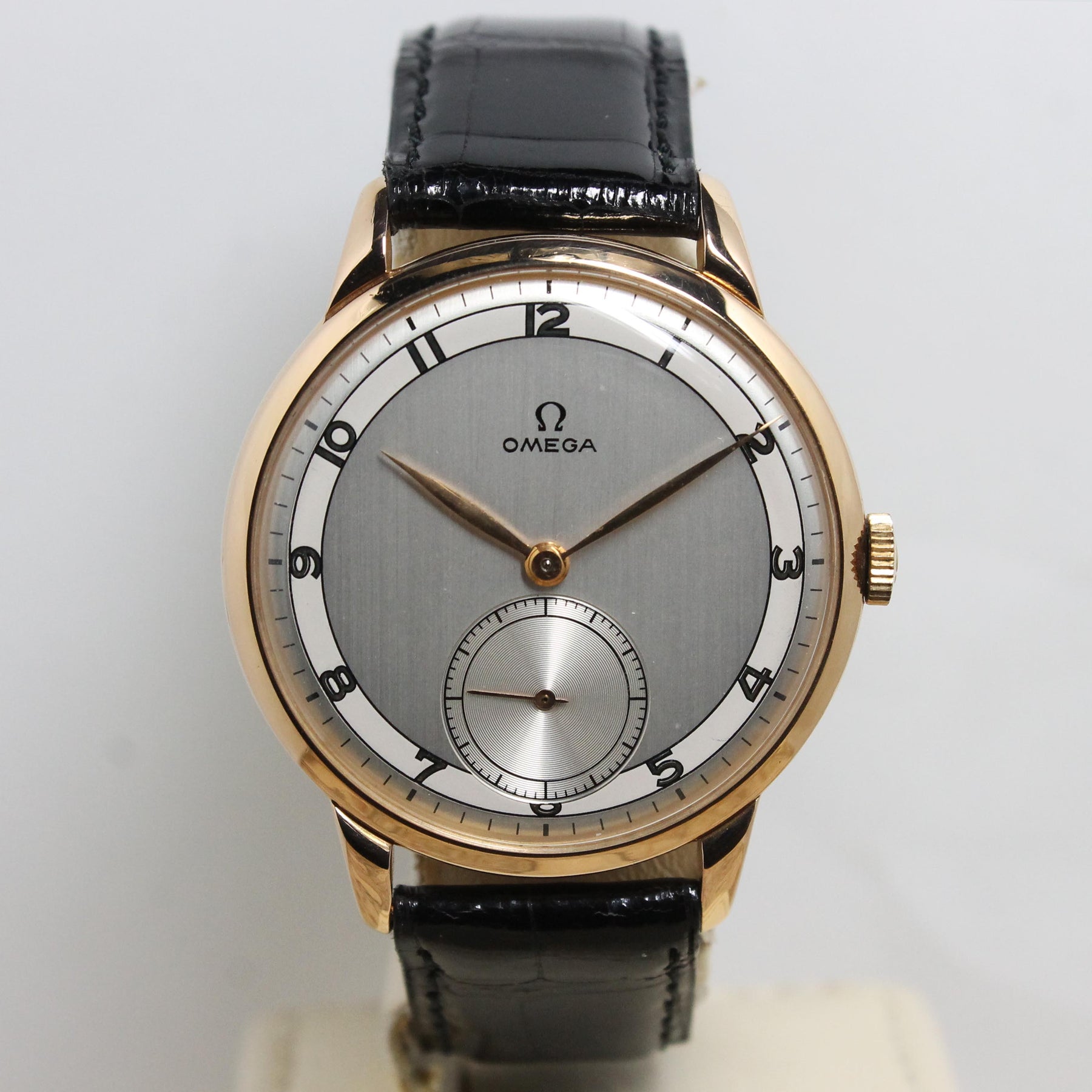 1952 Omega Dress Watch Pink Gold Two Tone Dial Ref. 2687