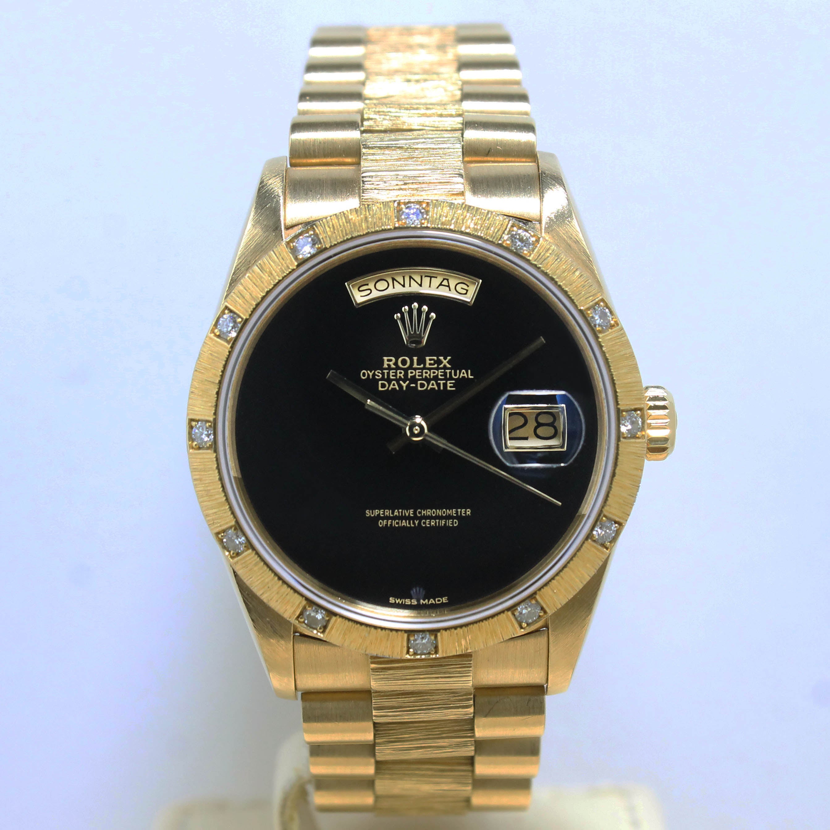 1985 Rolex Day Date Bark Finish Onyx Dial Ref. 18108