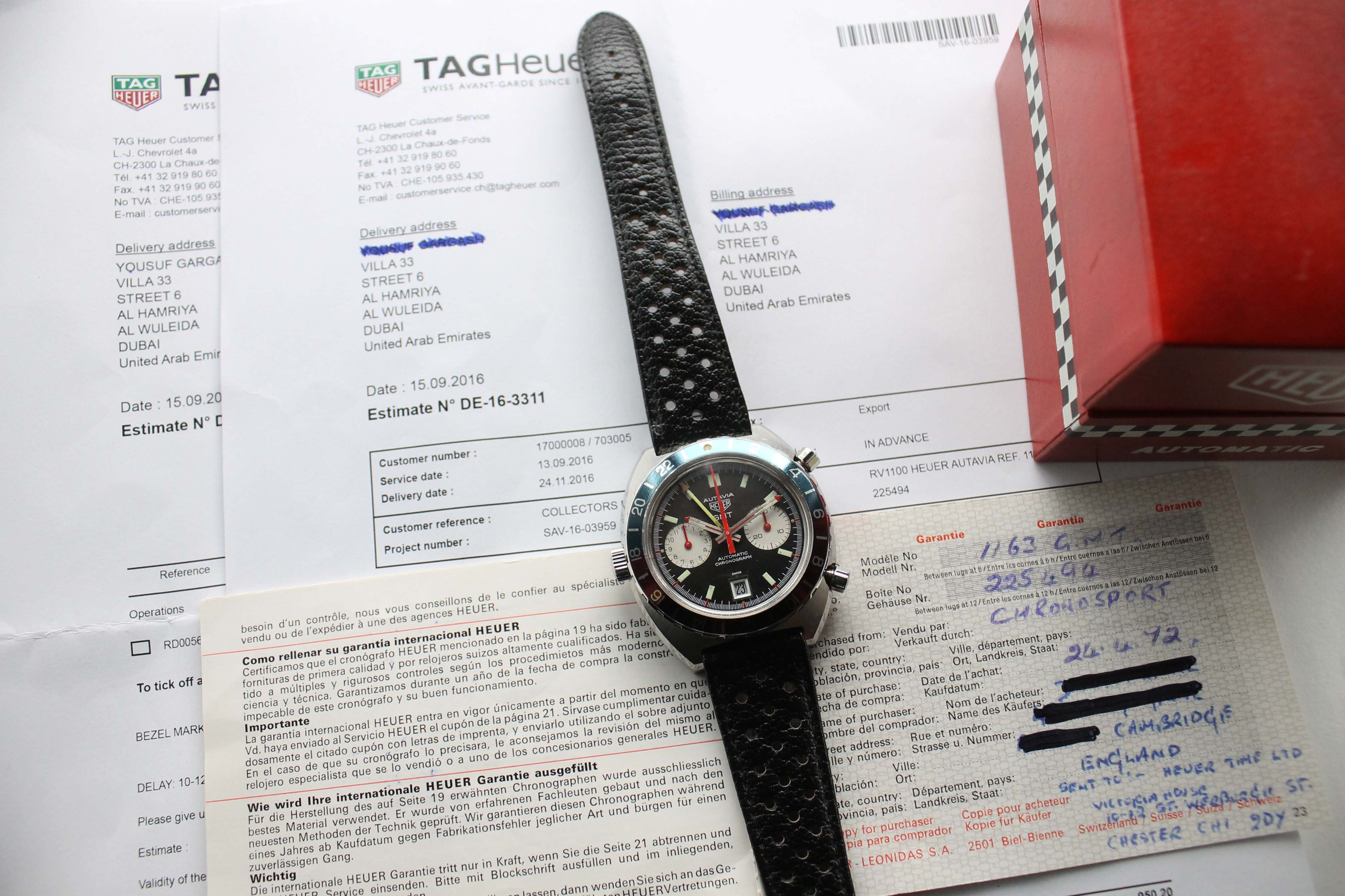 1972 Heuer Autavia GMT Brown Dial Ref. 1163 (Full Set)