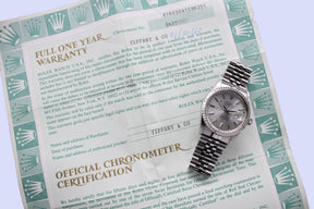 1987 Rolex Datejust NOS Tiffany & Co. Ref. 16030  (Full Set)