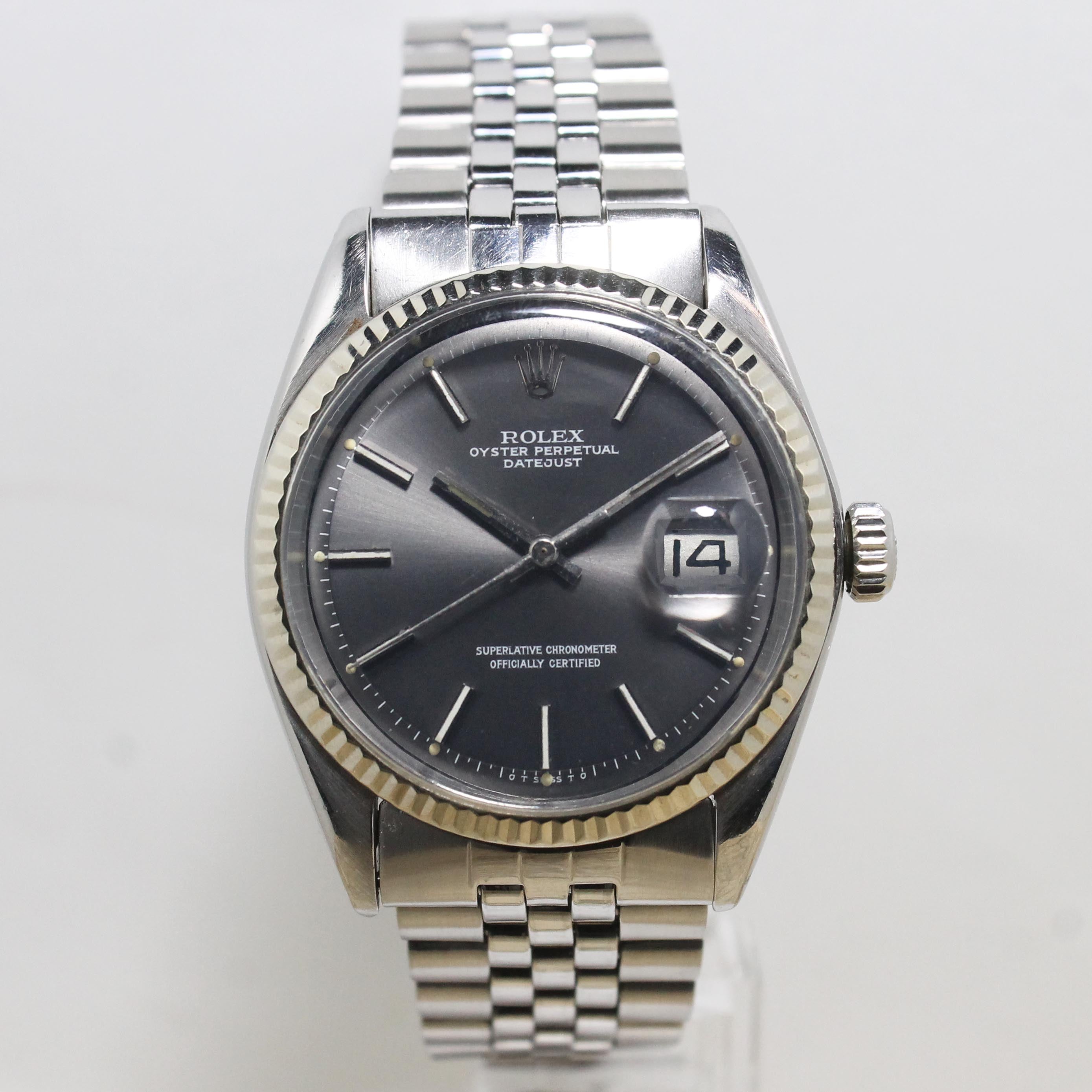 1973 Rolex Datejust Grey Dial St/WG Ref. 1601 (with Certificate)