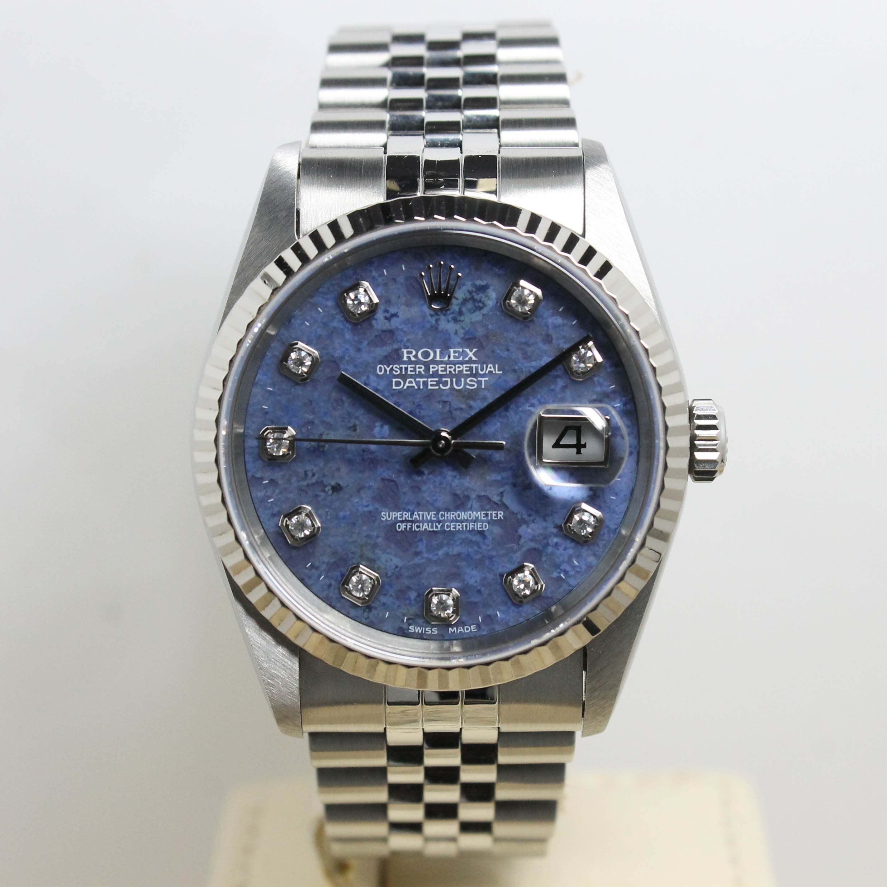 1999 Rolex Datejust Sodalite Diamond Dial Ref. 16234 (Full Set)