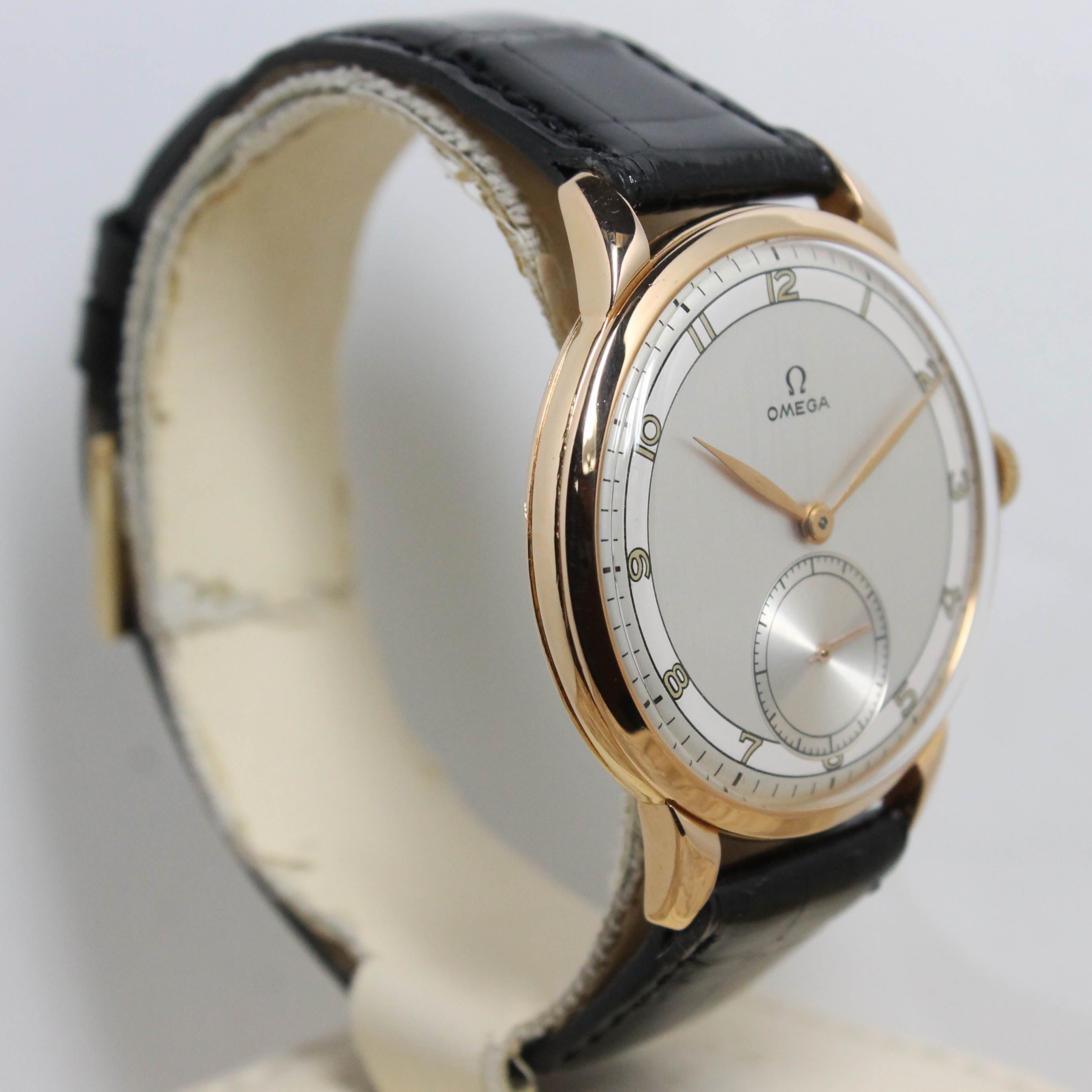 1952 Omega Dress Watch Pink Gold Two Tone Dial Ref. 2687