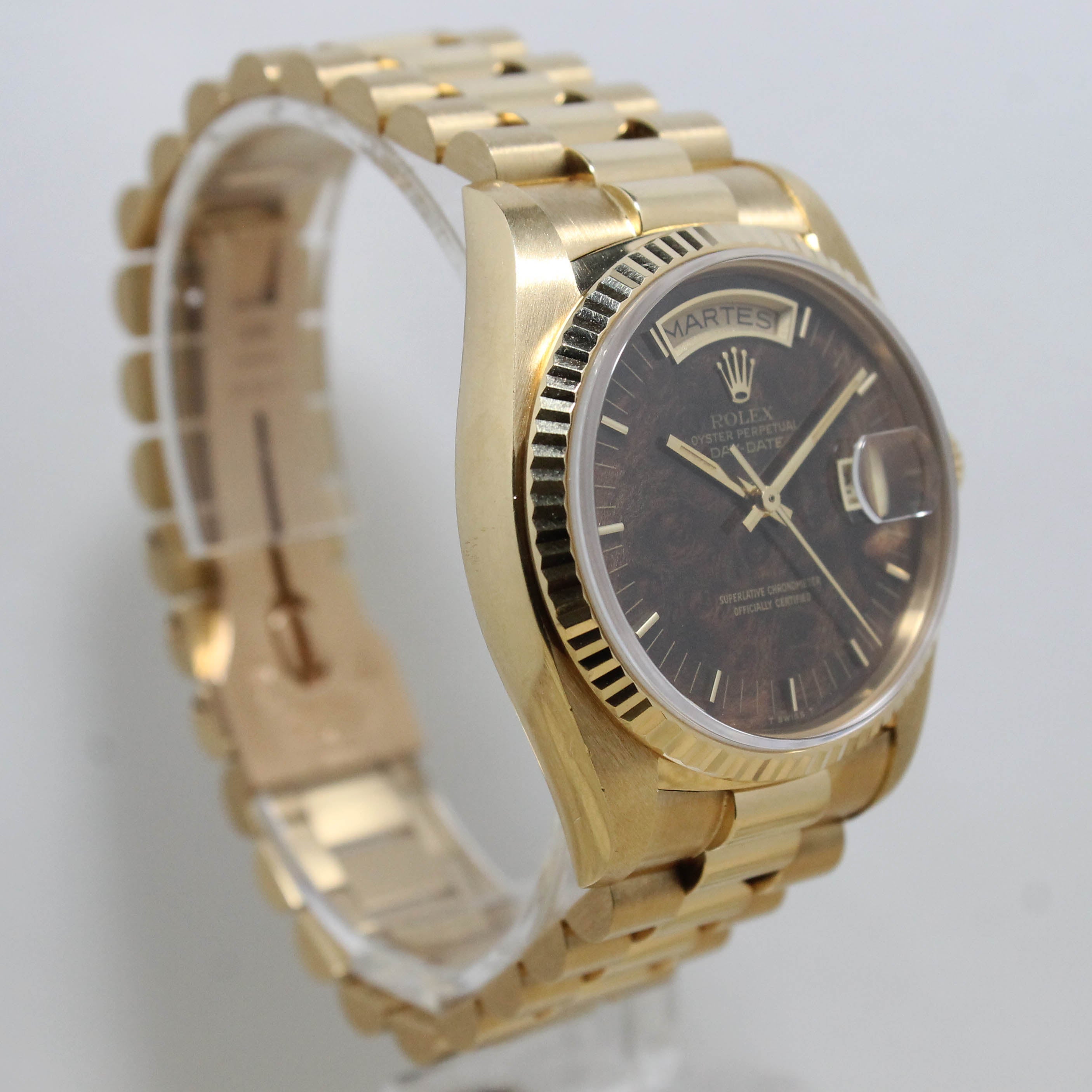 1980 Rolex Day Date 'Like New' with Burl Wood Dial Ref. 18038