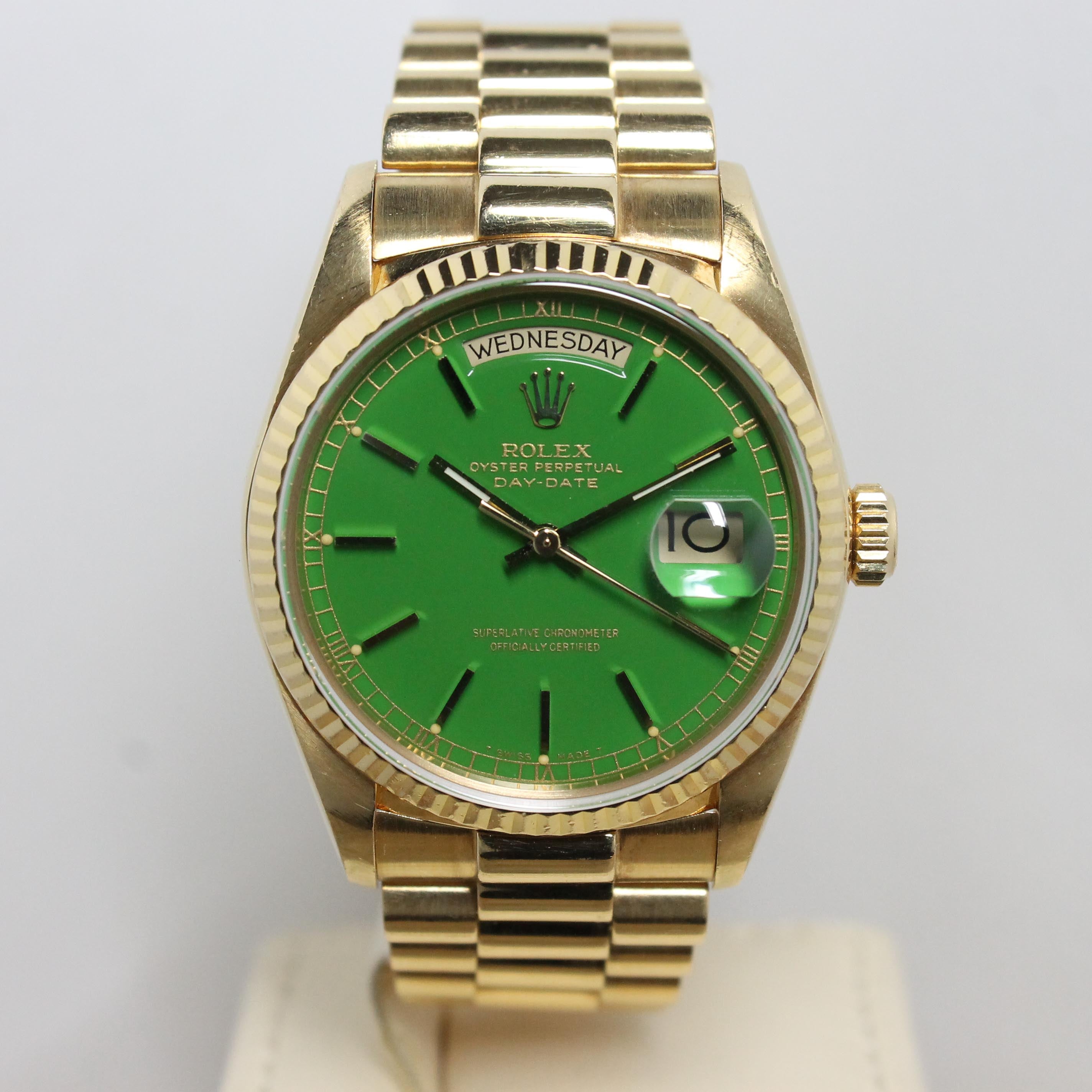 1980 Rolex Day Date Stella Green Ref. 18038 (with Box & Papers)