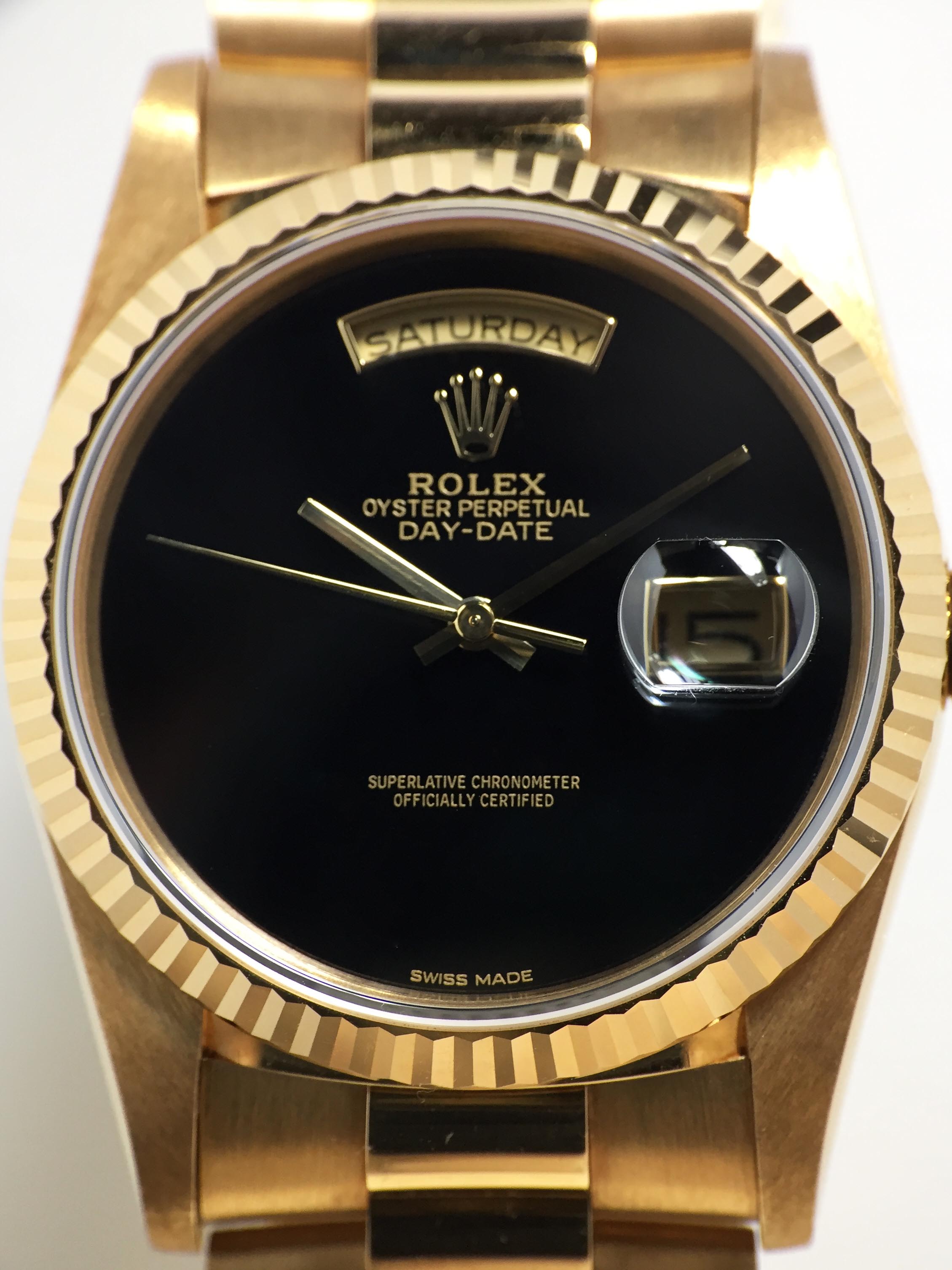 1989 Rolex Day Date Onyx NOS Ref. 18238 (Full Set)