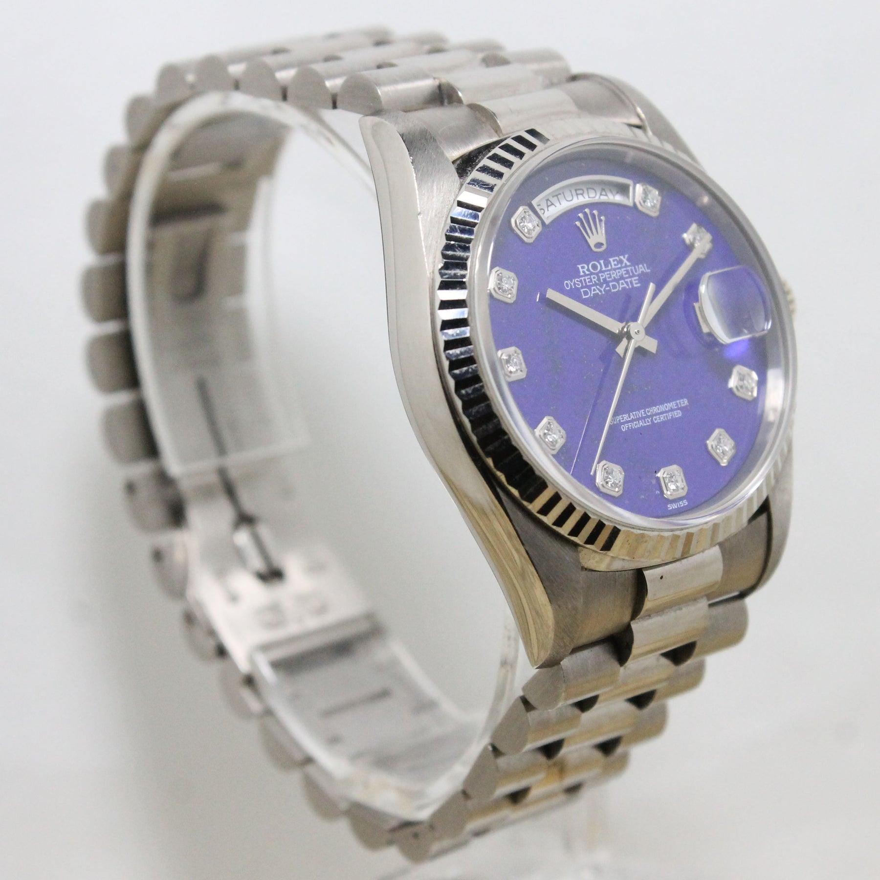 1991 Rolex Day Date WG Blue Lapis Diamond Dial 'The Iceberg' Ref. 18239 (with Certificate)